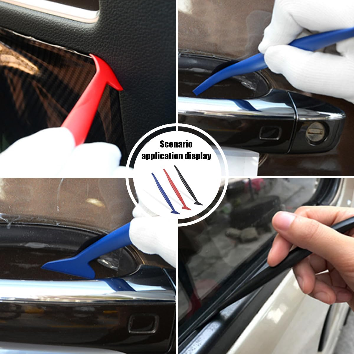 GLSOWEE 3PCS Car Micro Squeegee Curves Slot Tint Tool Set, Auto Vinyl Wrap Tool Kit, 3 in 1 Flexible Vinyl Applicator Tool with Different Hardness for Car Wrapping, Window Tinting image number 3