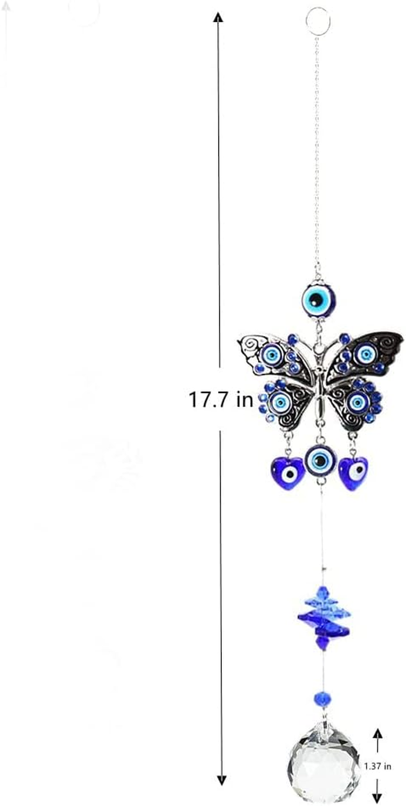 MENGSOOD Evil Eye Car Hanging Ornament for Rear View Mirror - Good Luck Charm Window Sun Catcher Amulet for Protection & Blessing (1Pcs round Blue) - Butterfly image number 3
