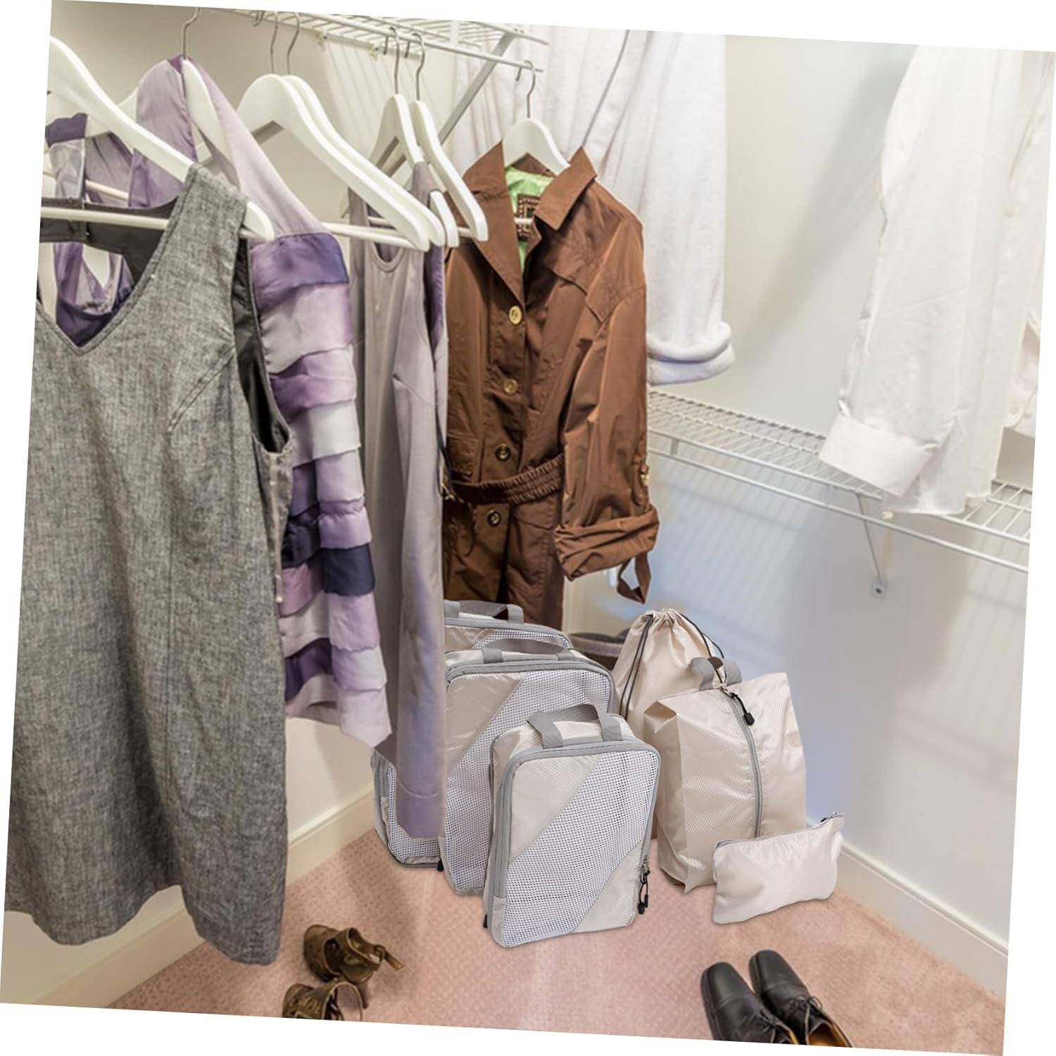 6Pcs Compression Packing Cubes Travel Organizers Expandable Luggage Organizer Bags Multi-Functional Design for Clothes Toiletries Material for Business Trips image number 2