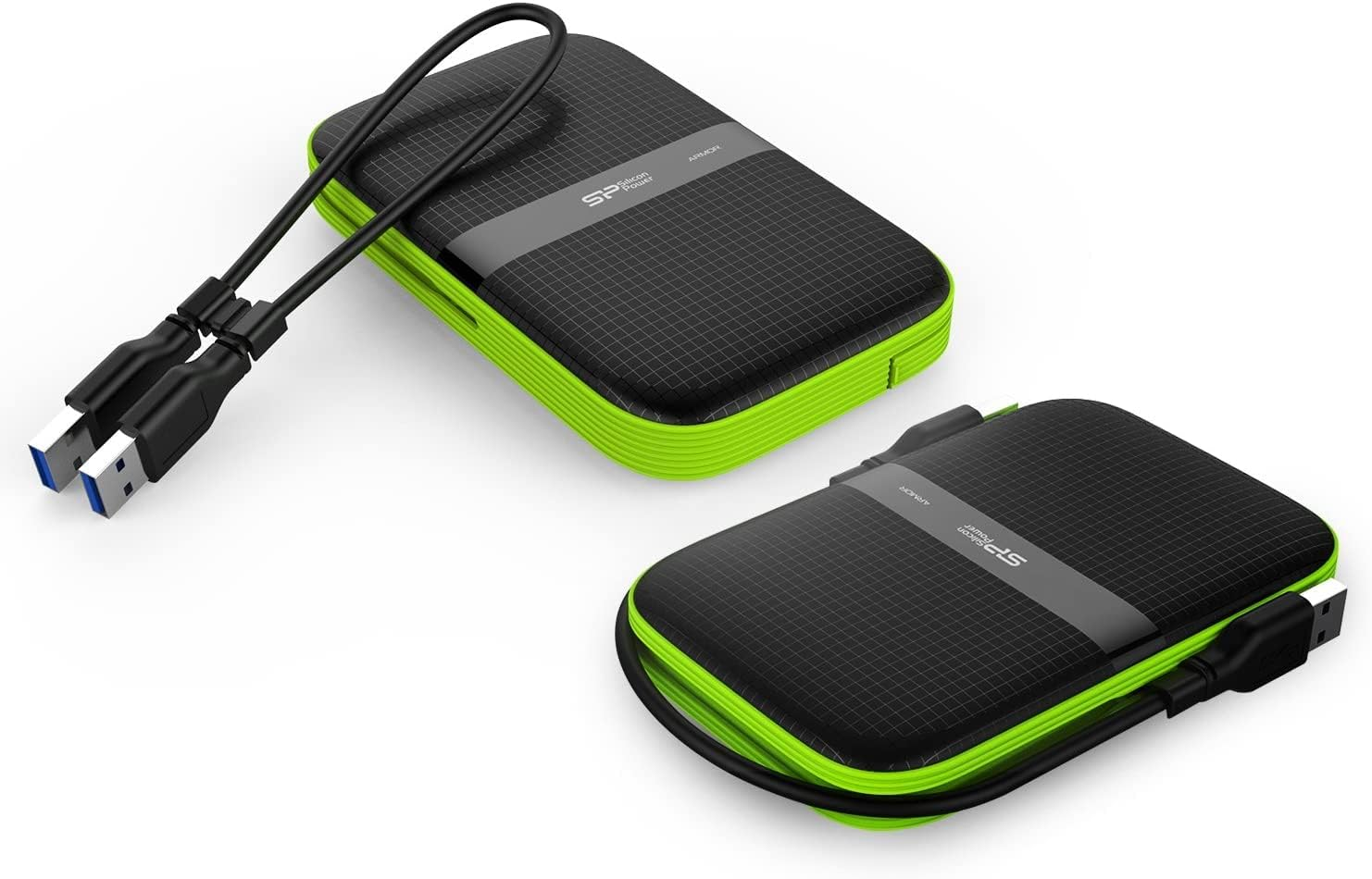 Silicon Power Armor A60 5TB Rugged Portable External Hard Drive, Military-Grade Shockproof Water-Resistant Anti-Slip Protection HDD USB 3.0 for PC Mac Xbox PS4, Green