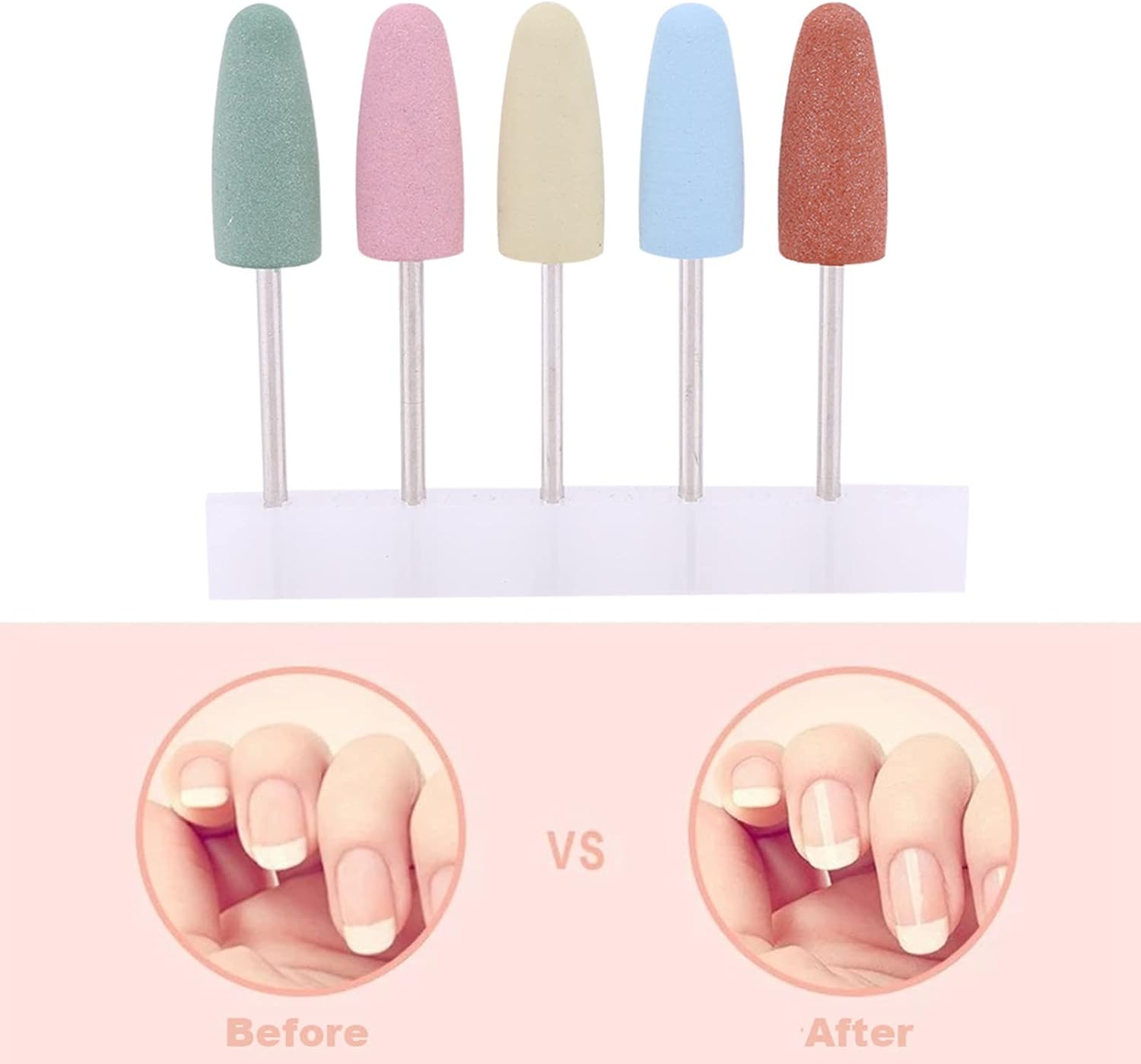 WAONIQ 5Pcs Nail Drill Bit Silicone Nail Polisher Grinder Drill Bit for Manicure Machine Tools Smoothing Drill Nail Art Machine image number 2