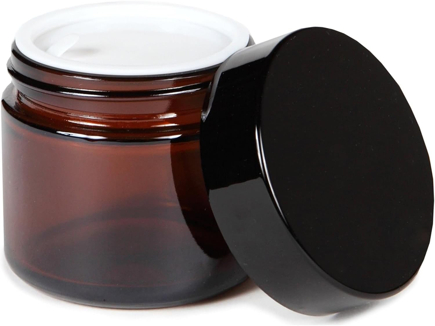 Pack of 12 Amber Glass Empty Jars, 50 Ml Brown Jar, Cream Jar, Glass Container, Empty, Refillable Container Jars, with Lid and Liner for Cosmetics, Creams, Lotions, Essential Oils, Powder, Dispenser image number 2