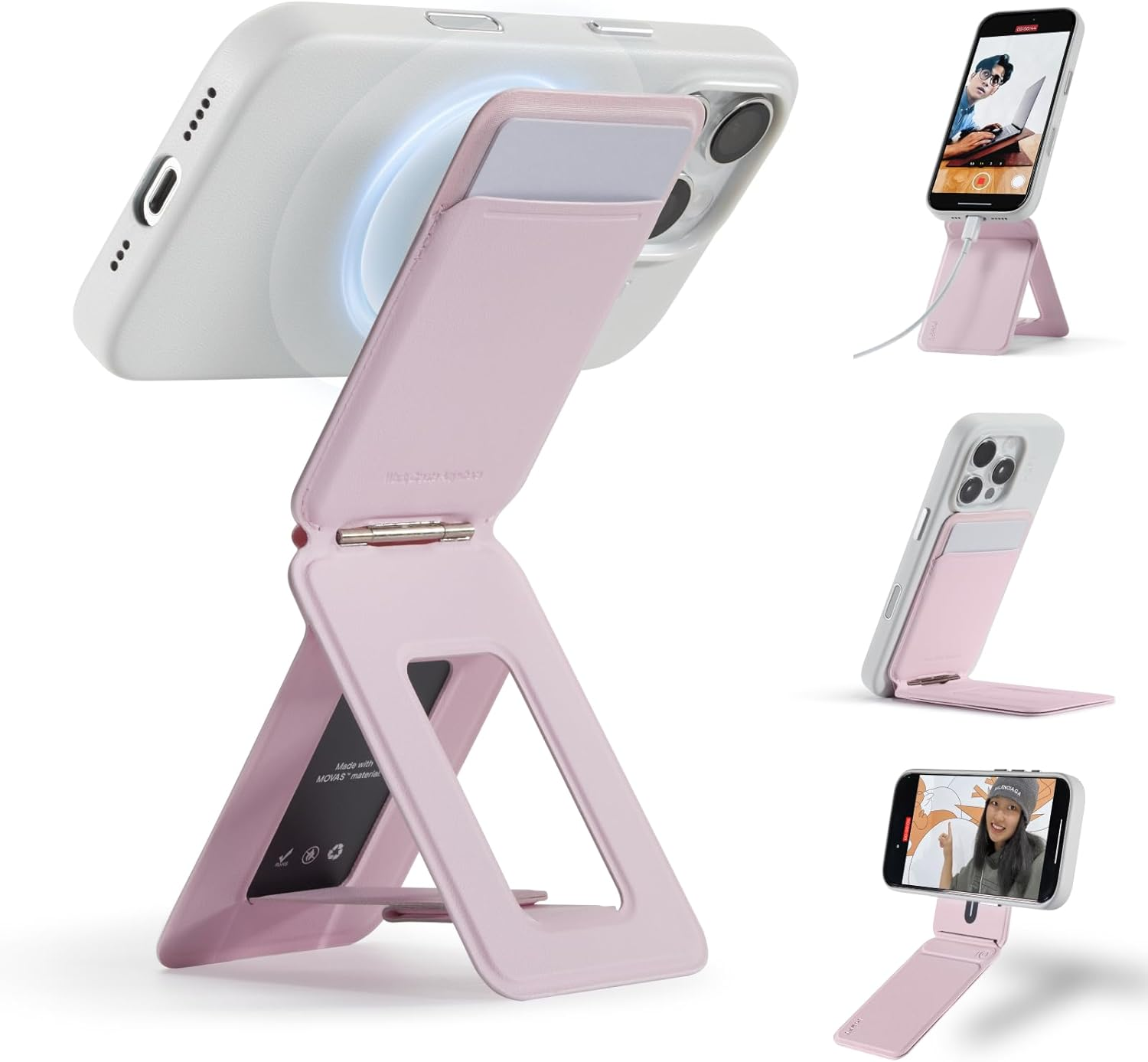 MOFT Phone Tripod Wallet, Magsafe Wallet Tripod Stand, Nfc-Supported Phone Wallet, Pocket-Size Selfie Stick, MOVAS Vegan Leather & Adjustable Angle Card Holder, Travel Essential, Jet Black