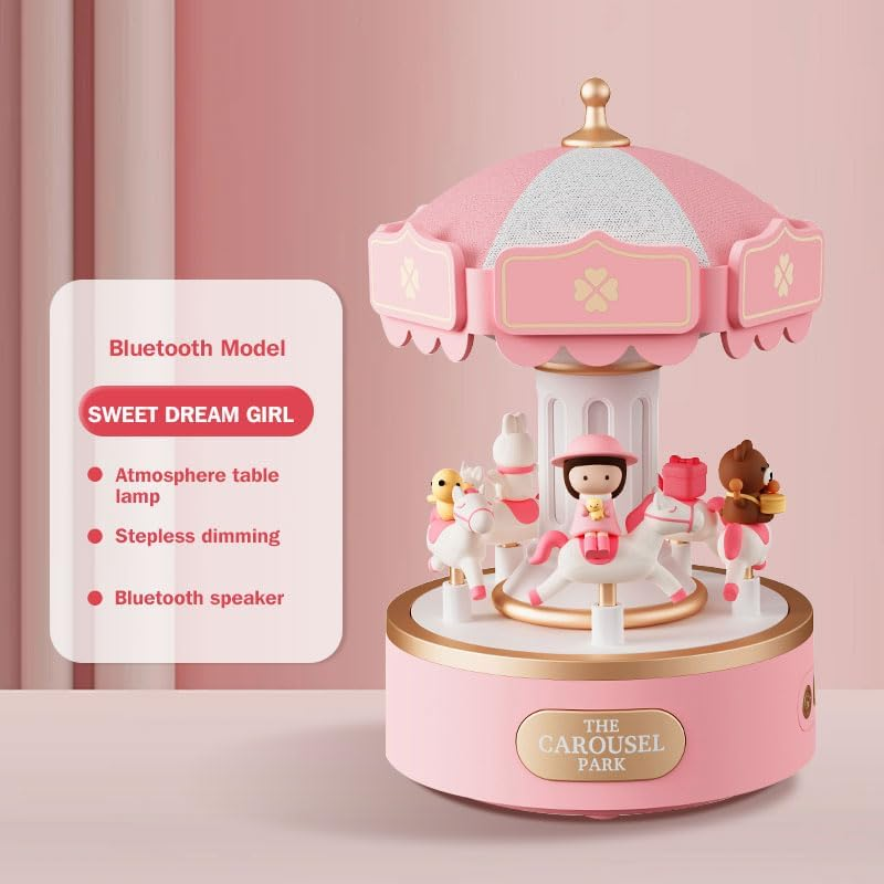 Kids Gift Carousel Music Box USB Rechargeable Night Light Sweet Dream Girl image number 2
