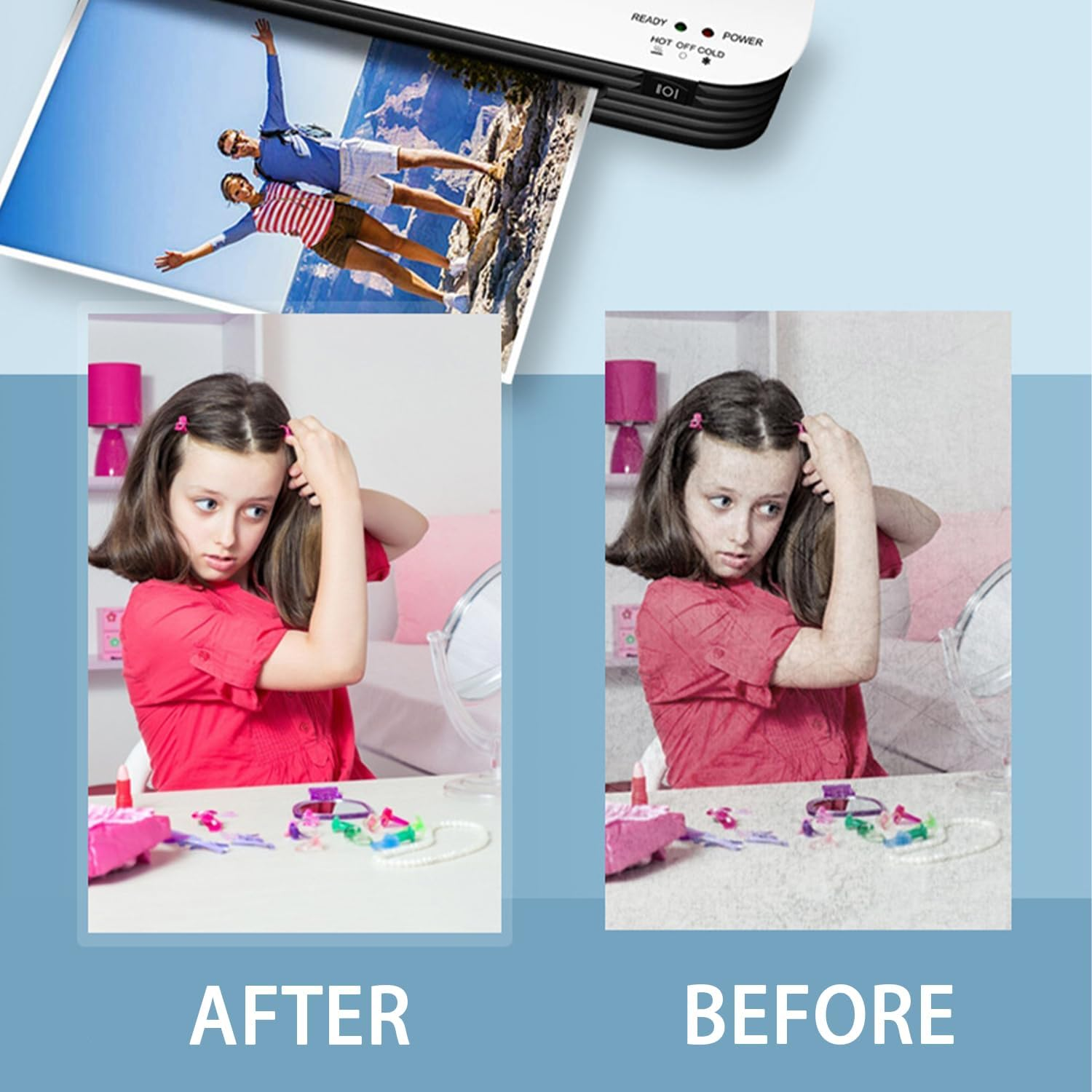 Thermal Laminator, 8.5X11 Laminator Machine, 9 Inch Thermal & Cold Laminator for A4/A5/A6 with 6 Laminating Sheets, Laminating Machine for Home School Teachers Office image number 2