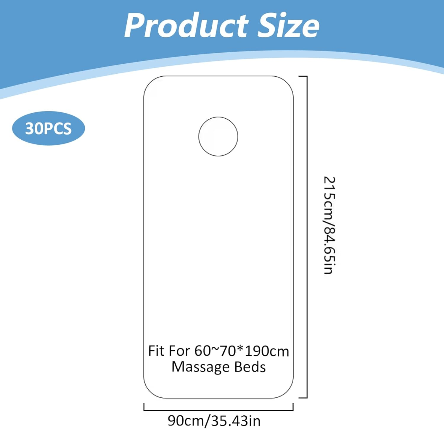 30Pcs Massage Bed Cover, 35.4X84.7 Inch Disposable Massage Table Sheets with Face Hole, Waterproof Spa Bed Cover for Spa, Beauty, Tattoo, Sheets image number 4