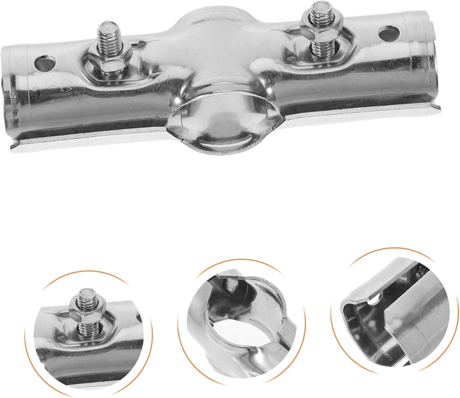 Outanaya 2Pcs Stainless Steel Pipe Connector Pipe Adapter Greenhouse Tube Clamp Zinc-Plated Repair Clamp for Greenhouse Supplies image number 2