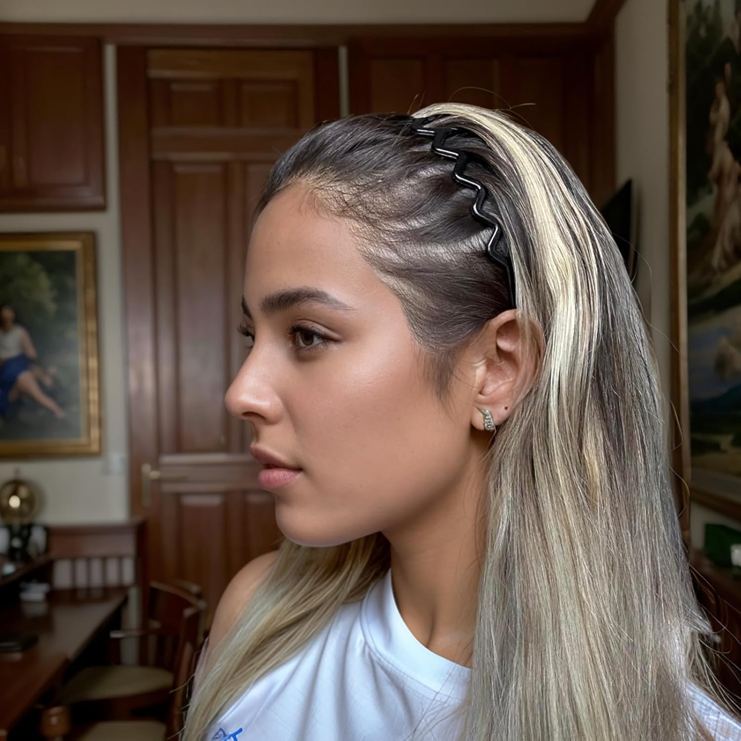 Dresyu Zig Zag Headbands for Women Men Non-Slip Plastic Hairbands Shark Teeth Hair Comb Wavy Headband Hair Hoop for Workout Washaing Face image number 1