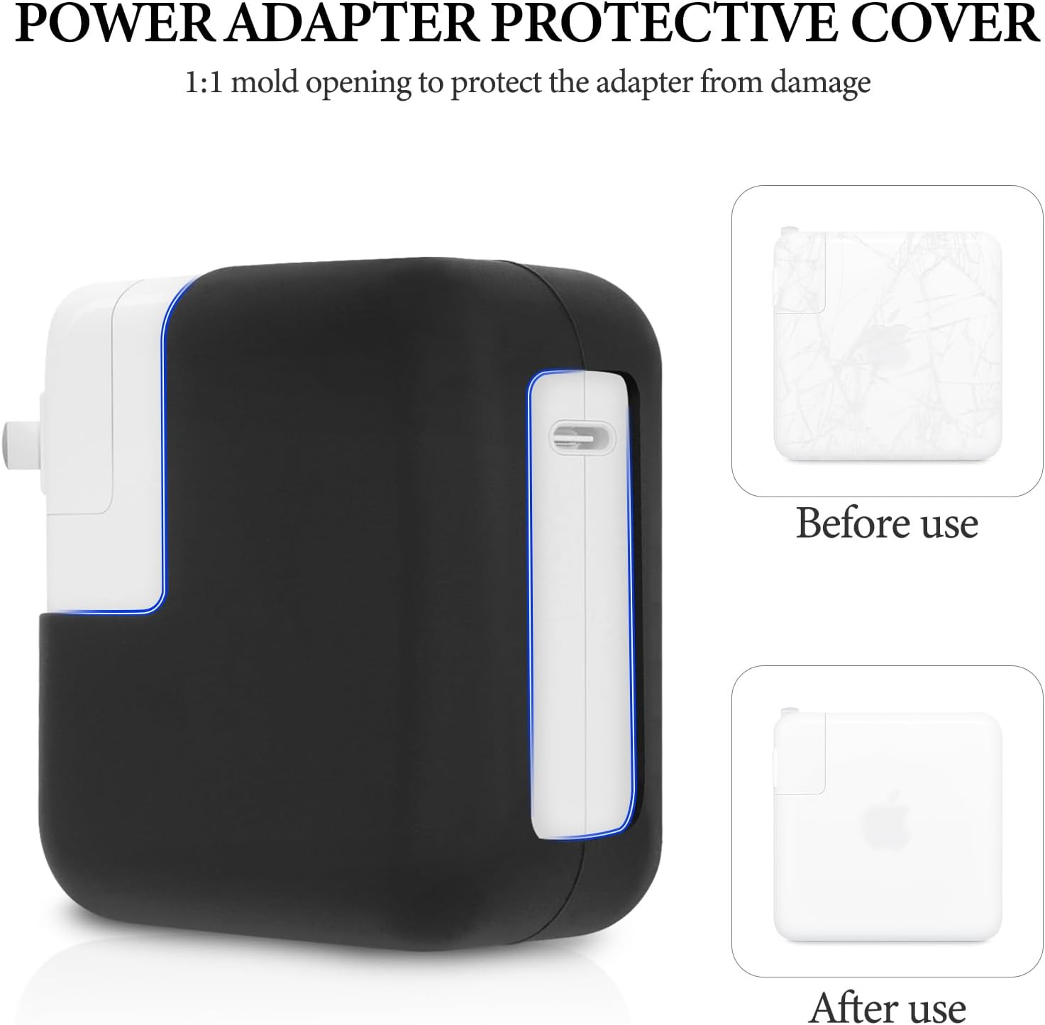 Geekria VR Charger Cover Compatible with Apple Vision Pro, Soft Silicone Protector Shell, Power Adapter Protective Sleeve, Shockproof & Anti-Scratch Battery Storage Accessories (Black) image number 5