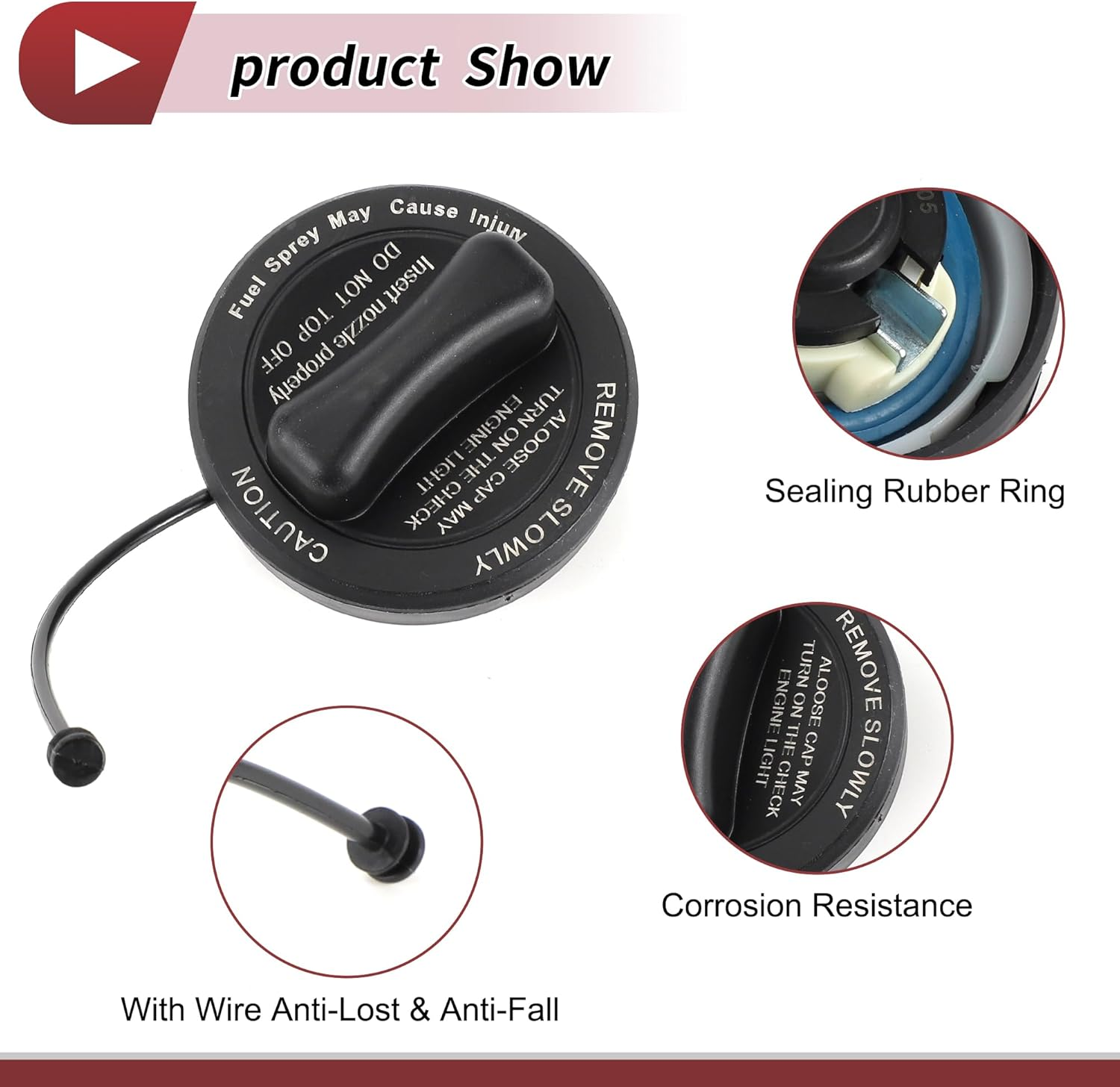 X AUTOHAUX Gas Fuel Cap for Mercedes-Benz CLA45 AMG 2014-2018 Fuel Tank Cap No.A2224700005 Black White Blue image number 2