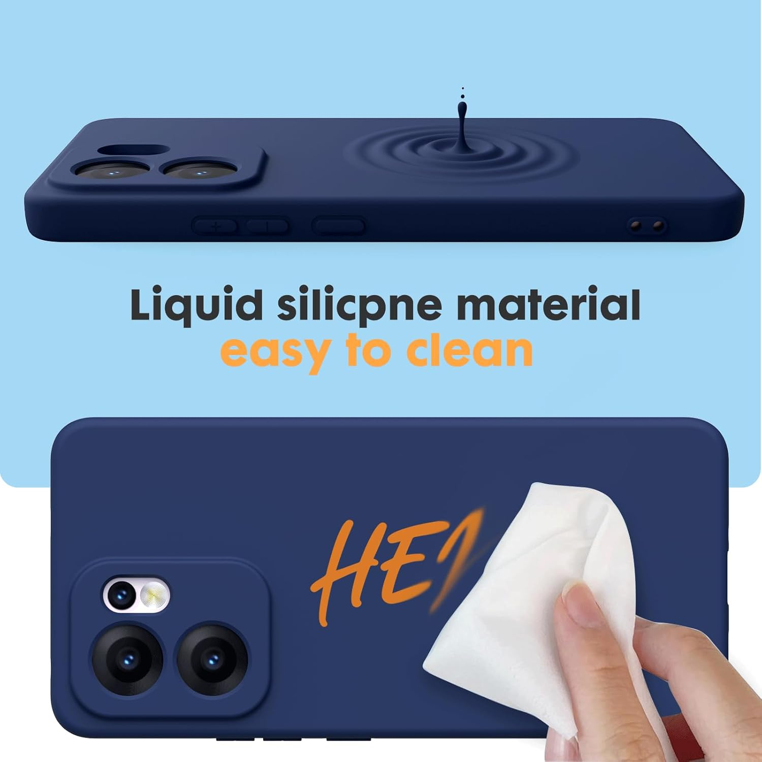 Ikziwreo Case for OPPO Reno 13 FS 5G/OPPO Reno 13 F 5G/4G, with 2 Pack Tempered Glass Screen Protector, Soft Silicone Rubber Anti-Shock Case - Midnight Blue image number 2