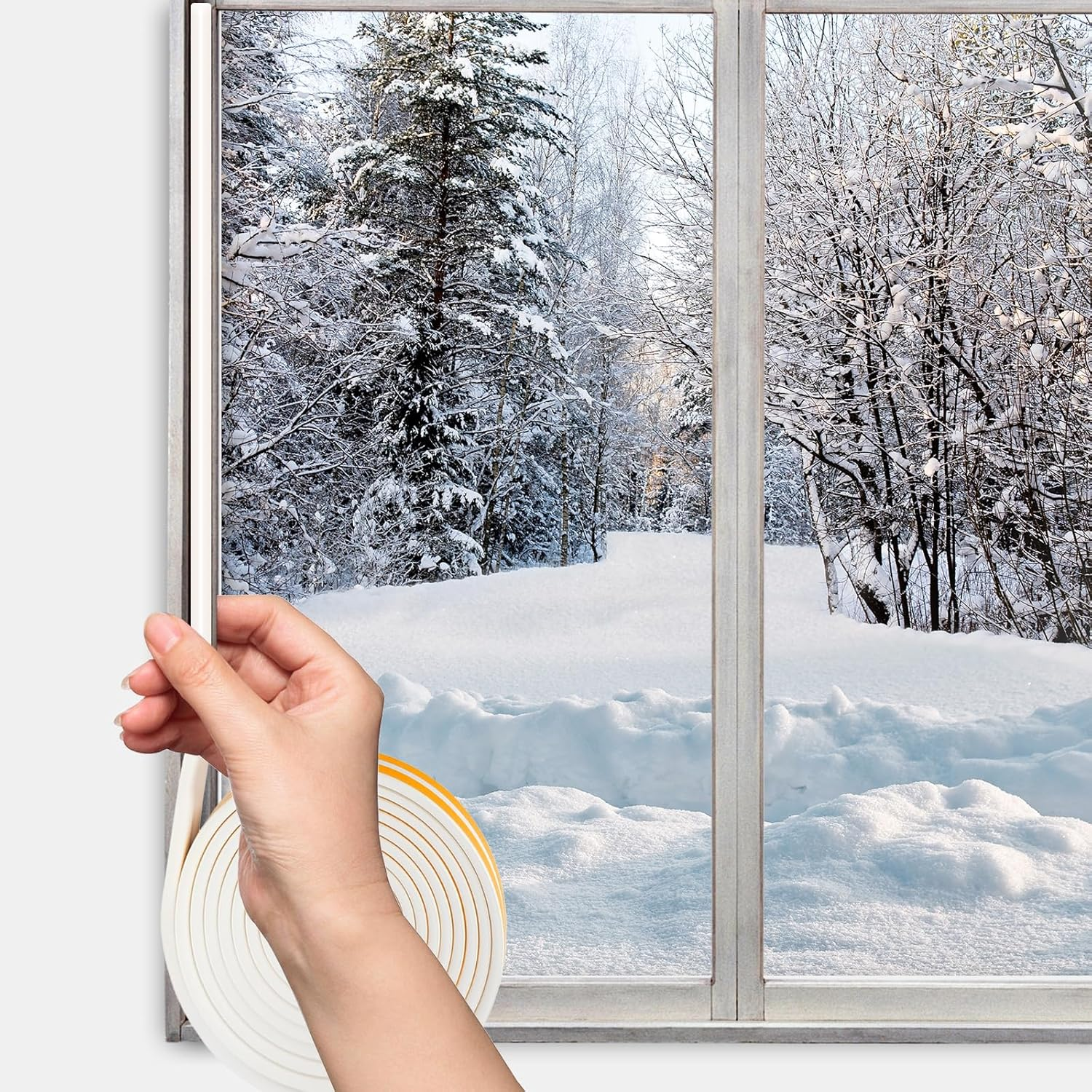 Kaoruo Door Weather Stripping Seal Strip &ndash; 6M Self-Adhesive D-Type Foam Tape for Doors & Windows, Soundproof, Insulation & Draft Stopper