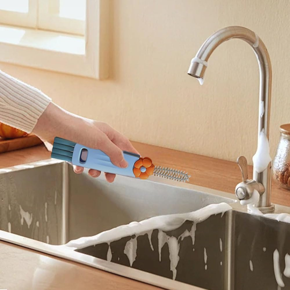 3 in 1 Cup Lid Cleaning Brush, 2024 Upgraded Bottle Cleaning Brush, Crevice Cleaning Brush Set for Baby Bottle, Rotatable Cup Lid Cleaner Mouth Scrubber (A-Red) - A-3 Pack image number 5