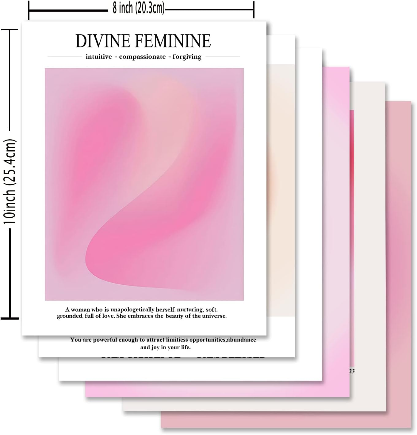 PWTXKAH Trendy Wall Art Prints Angel Number Poster Pink Aura Artwork Colorful Gradient Painting Daily Affirmations Women Picture Aura Poster Canvas Colorful Aesthetic Prints Room 8X10Inch Unframed - Pink image number 6