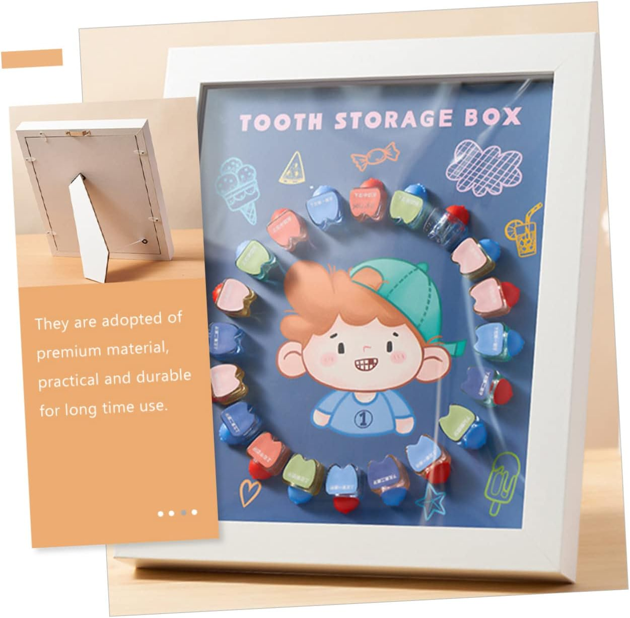 Baby Tooth Keepsake Box Tooth Saver Case for Kids Photo Frame White Frame Suitable for Boys and Girls Memory Collection Container image number 6