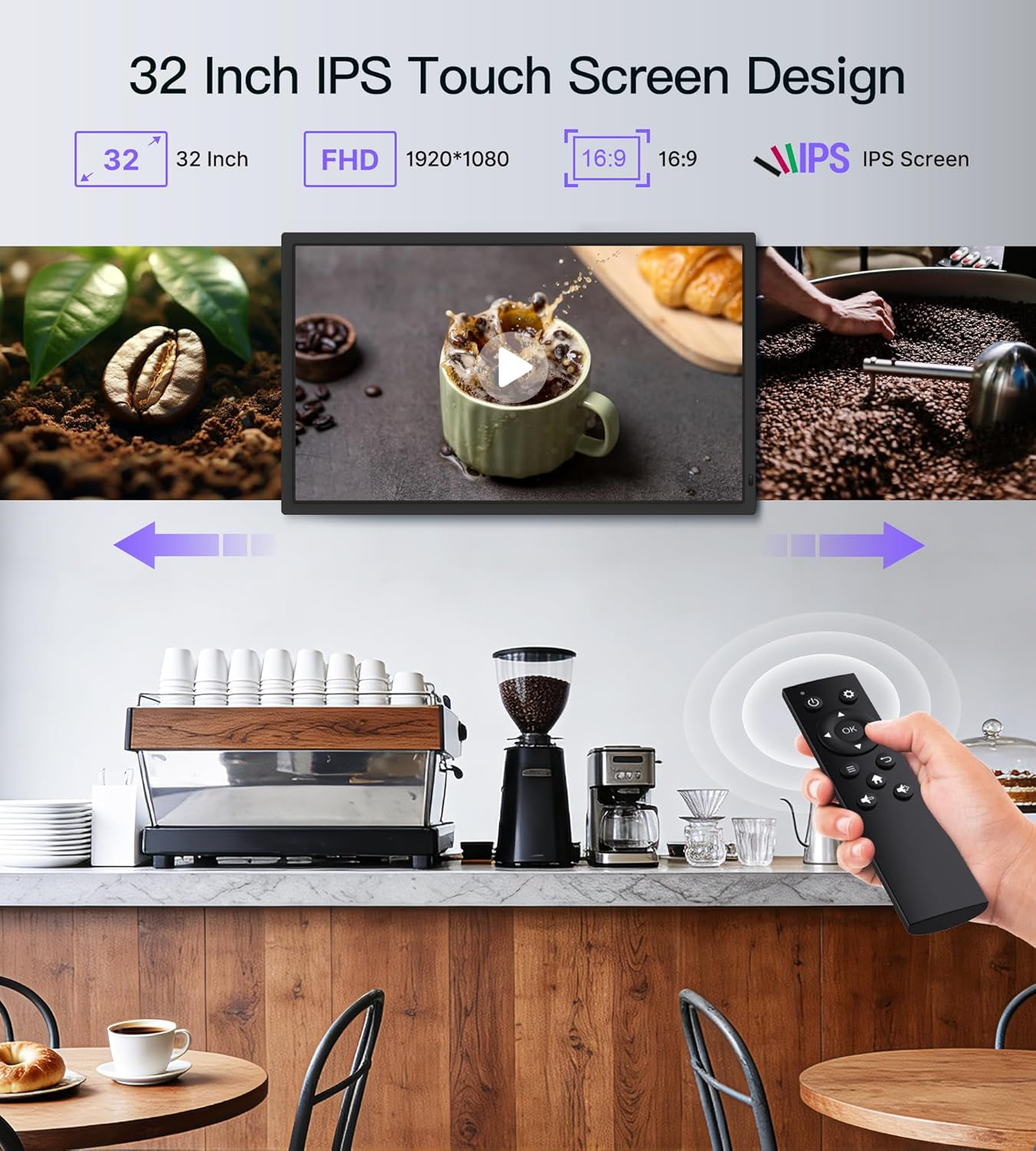 Uhale 32 Inch Extra Large Digital Picture Frame with 64GB, Remote Control, 1920 X 1080 FHD IPS Wifi Electronic Photo Frames, Support SD and USB, Share Moments Securely and Instantly, No Touch Screen image number 2