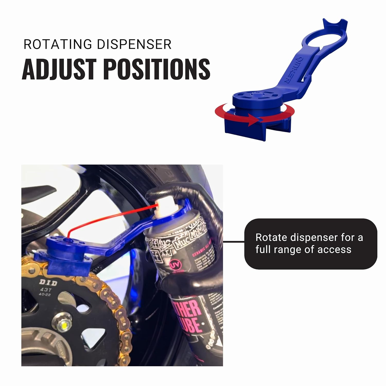 Motorcycle Chain Lube Applicator | Mess-Free Wax, Cleaner Attachment | 530 Chain Size image number 2