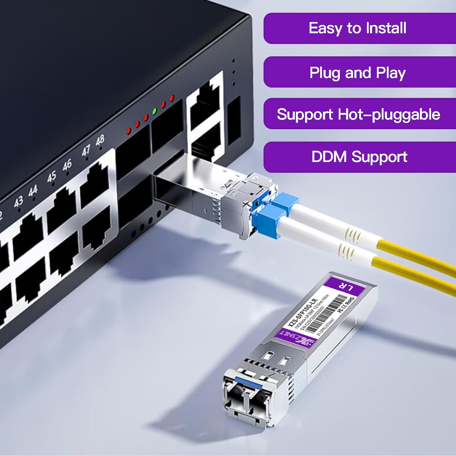 XZSNET 10GBASE-LR SFP+ Transceiver, 10G SFP+ to LC Single Mode Fiber Module Compatible for Cisco SFP-10G-LR, Ubiquiti Unifi UF-SM-10G, Mikrotik S+31DLC10D, Meraki, Netgear, D-Link and More, 1 Pack image number 5
