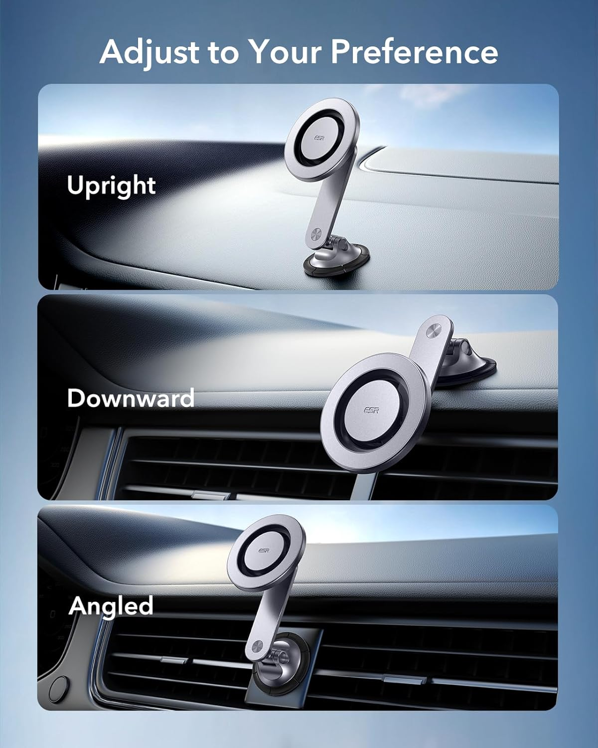 ESR for Magsafe Car Mount, Dashboard Magnetic Phone Holder for Car, 360&deg; Rotation,Car Phone Holder Mount for Iphone 17/16/15/Google Pixel 10/S25, Strong Magnets,Car Accessories(With 2 Mental Rings) image number 1