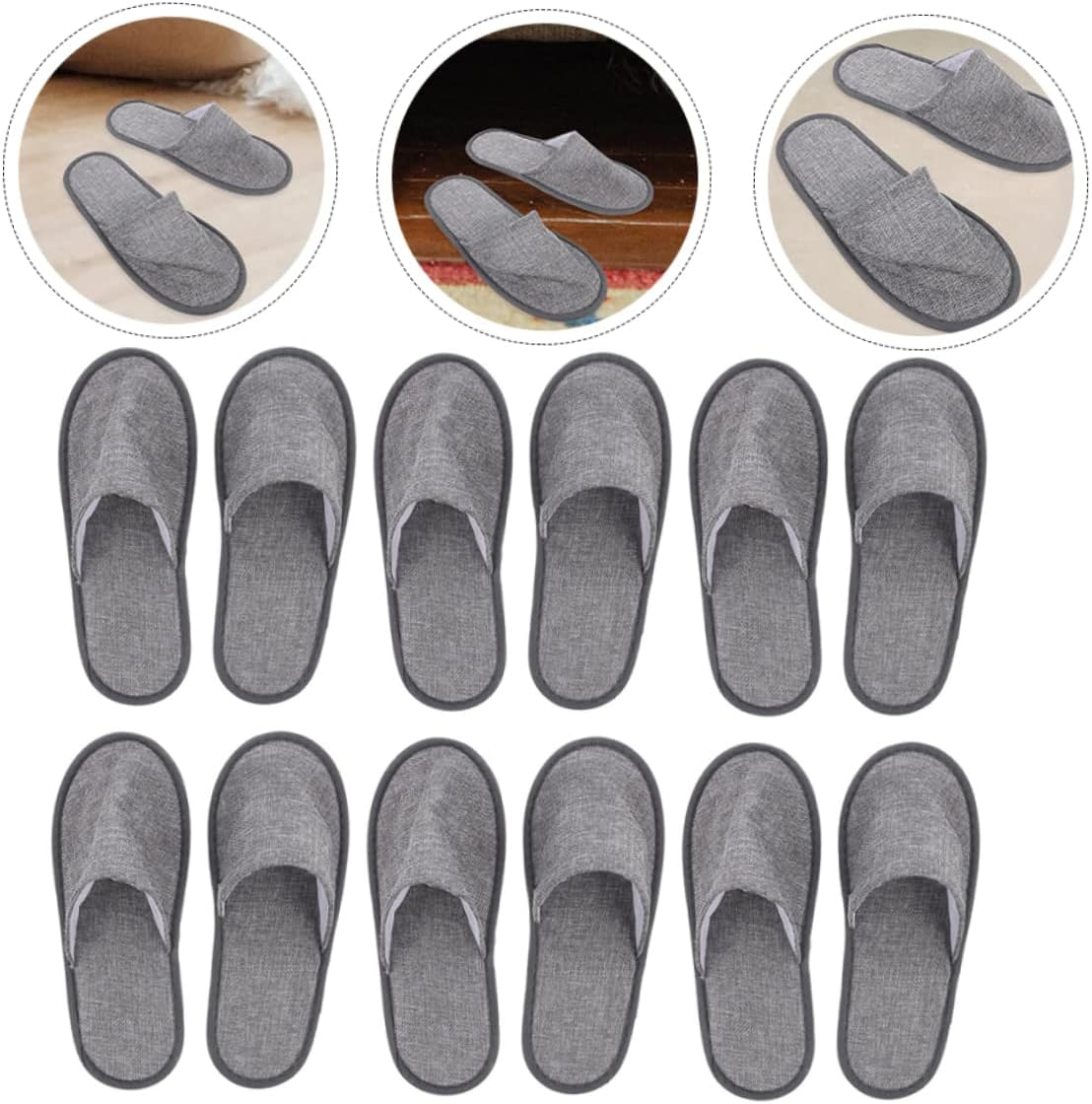 NIYANGLE 6Pairs Rainbow Slippers Travel Slippers Foldable Hotel Guest for Men Women image number 3