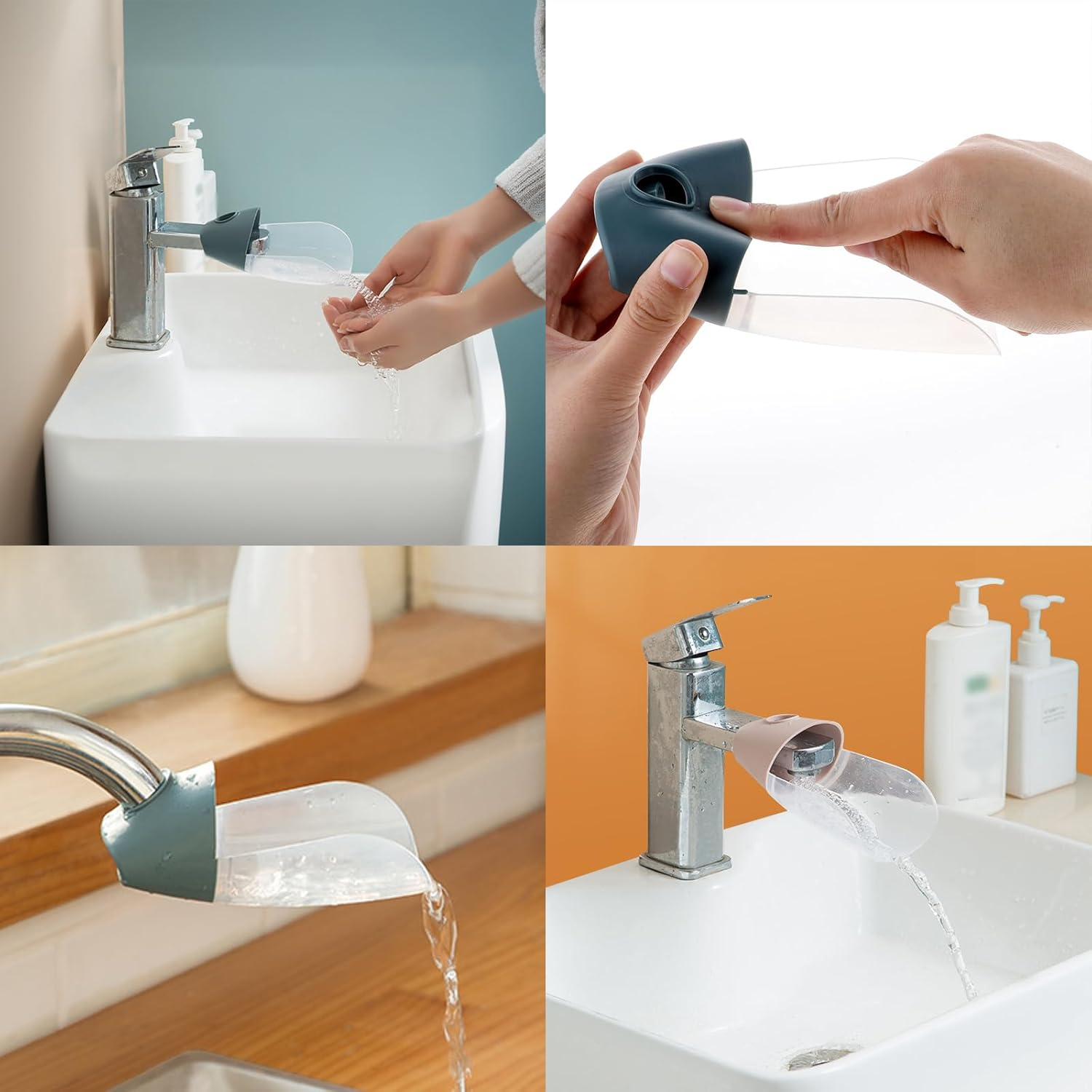 3 Pack Faucet Extender for Toddlers - Kids Sink Spout Extenders (Blue/White/Navy Blue) image number 3