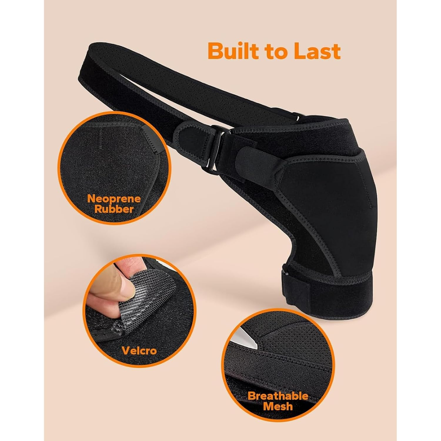 Adjustable Shoulder Brace Rotator Cuff Support Arm Sling for Pain Relief Compression Sleeve Fits Left and Right Shoulder Men Women Weidllys image number 5