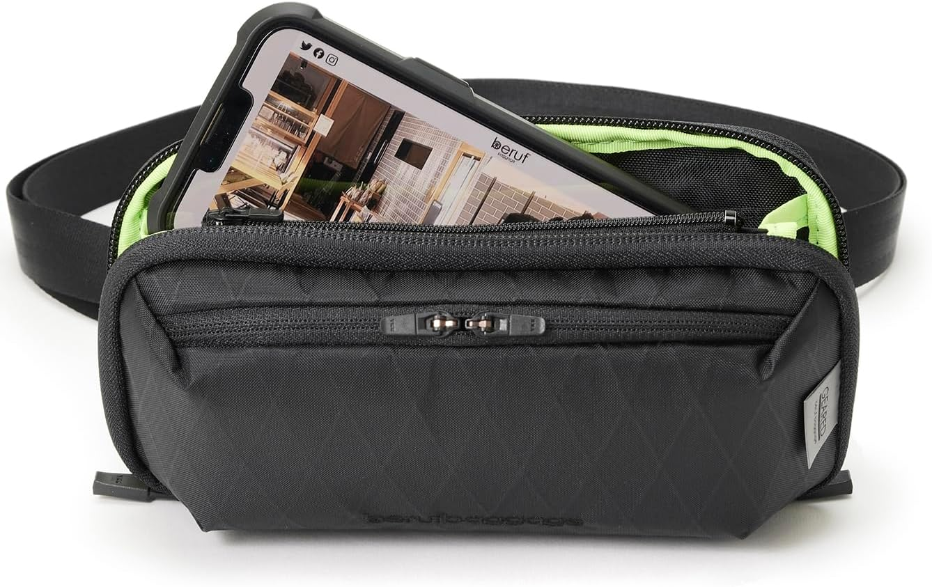 Belluf Urban Explorer Mini Shoulder Bag, Made in Japan, Smartphone and Passport Storage, Wallet Black, Black image number 3
