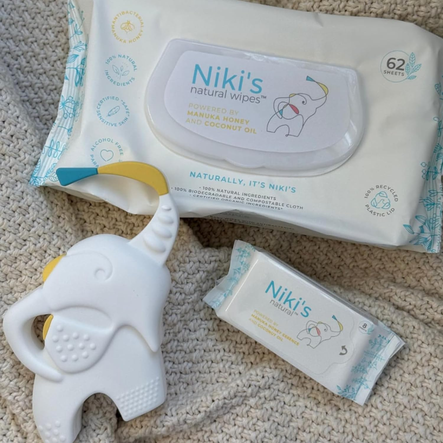 Niki'S Natural Pocket Baby Wipes | Organic Baby Wipes Sensitive | Made with Manuka Honey and Coconut Oil, Unscented | EWG Verified | 320 Wipes (40 Pack X 8 Count Wipes) image number 6