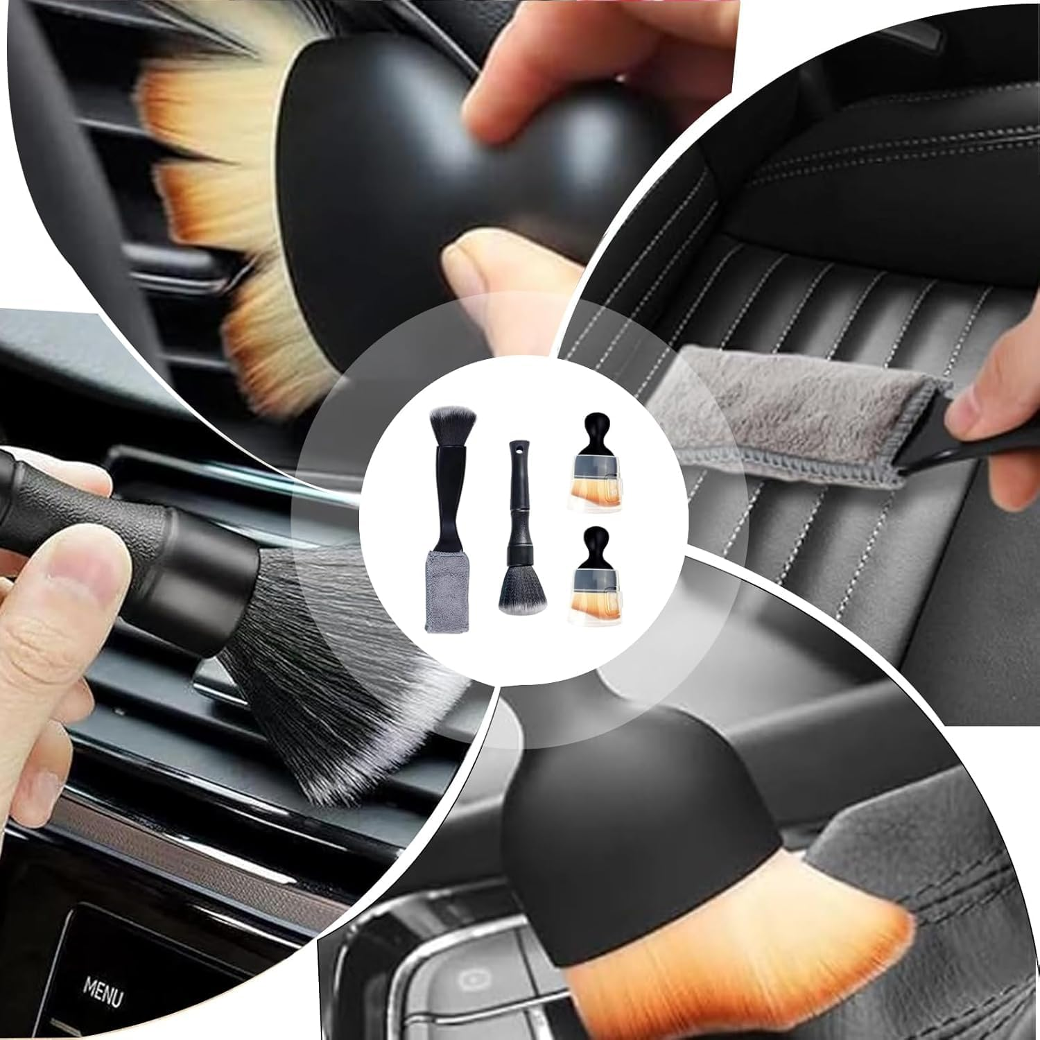 4 PCS Car Interior Detailing Brush,Soft Bristle Scratch - Free Tools for Dashboard, AC Vents in Truck, SUV, RV image number 4