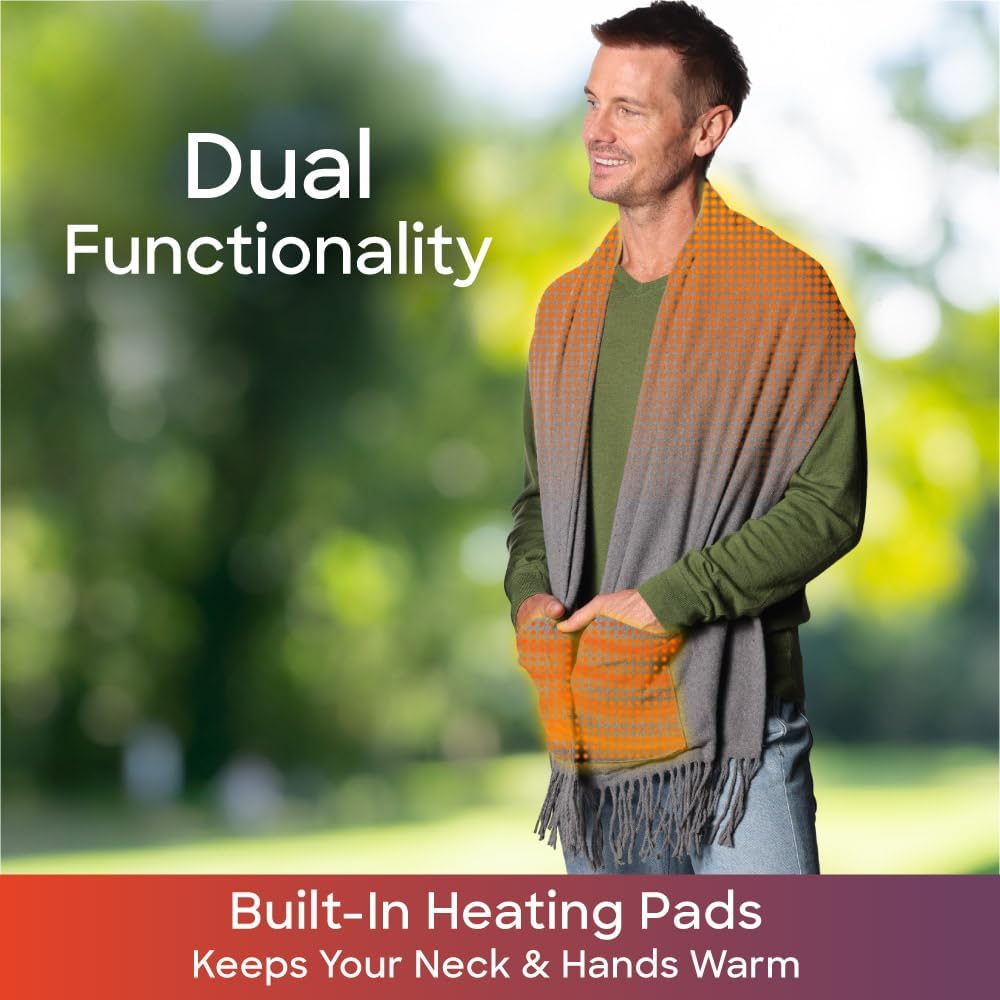 Sash & Bloom Heated Scarf Grey &ndash; Super-Soft and Stylish Portable, with Pockets, 3 Settings, Heats up to 55 Degrees, Auto-Off, for Sport Games, Camping, Hiking, Walking, Office, Home image number 6