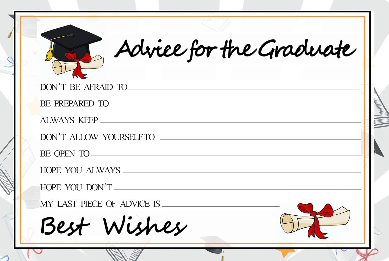 Graduation Party Wish Cards - High School or College Graduation Party Advice Advice Cards Supplies 2019 Decorations-36 Packs image number 6