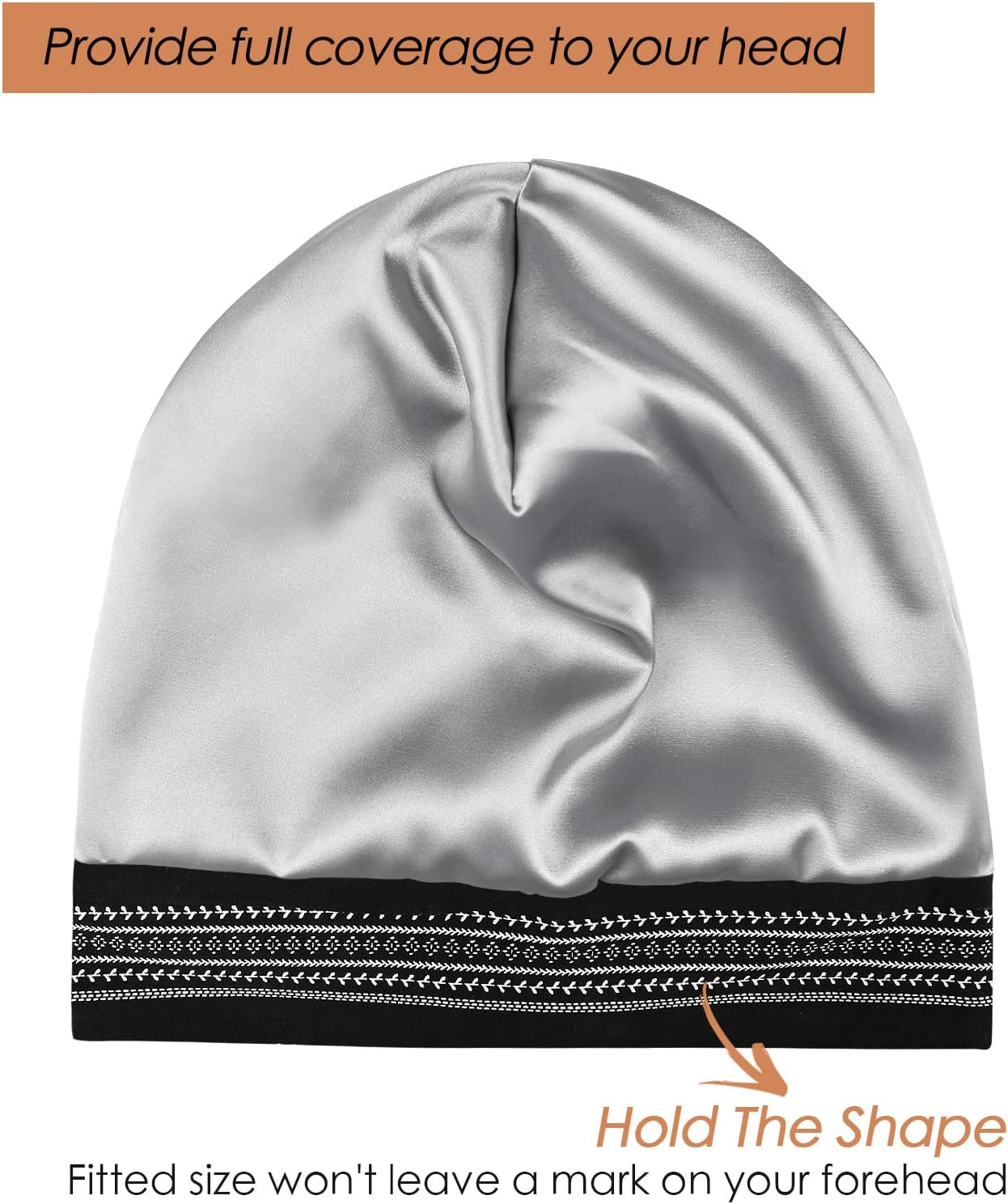 Focuscare Adjustable Satin Lined Sleep Cap for Dreadlocks Curly Hair Large Head-Stay on Overnight image number 6