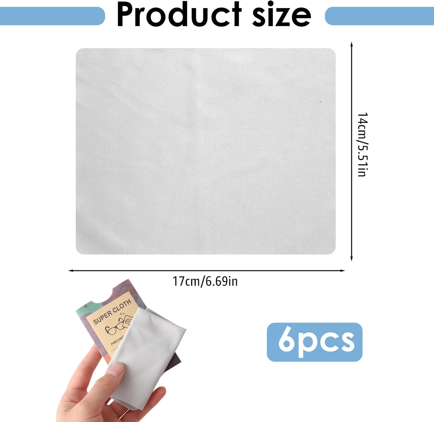 Microfiber Cleaning Cloth for Glasses, Premium Fiber Wipes for Glass Phone Computer Camera Screen Lens, Durable Reusable Absorbent Wiped No Streaks Lint Eyeglass Lens Cleaner(6 Pcs, Grey) image number 5