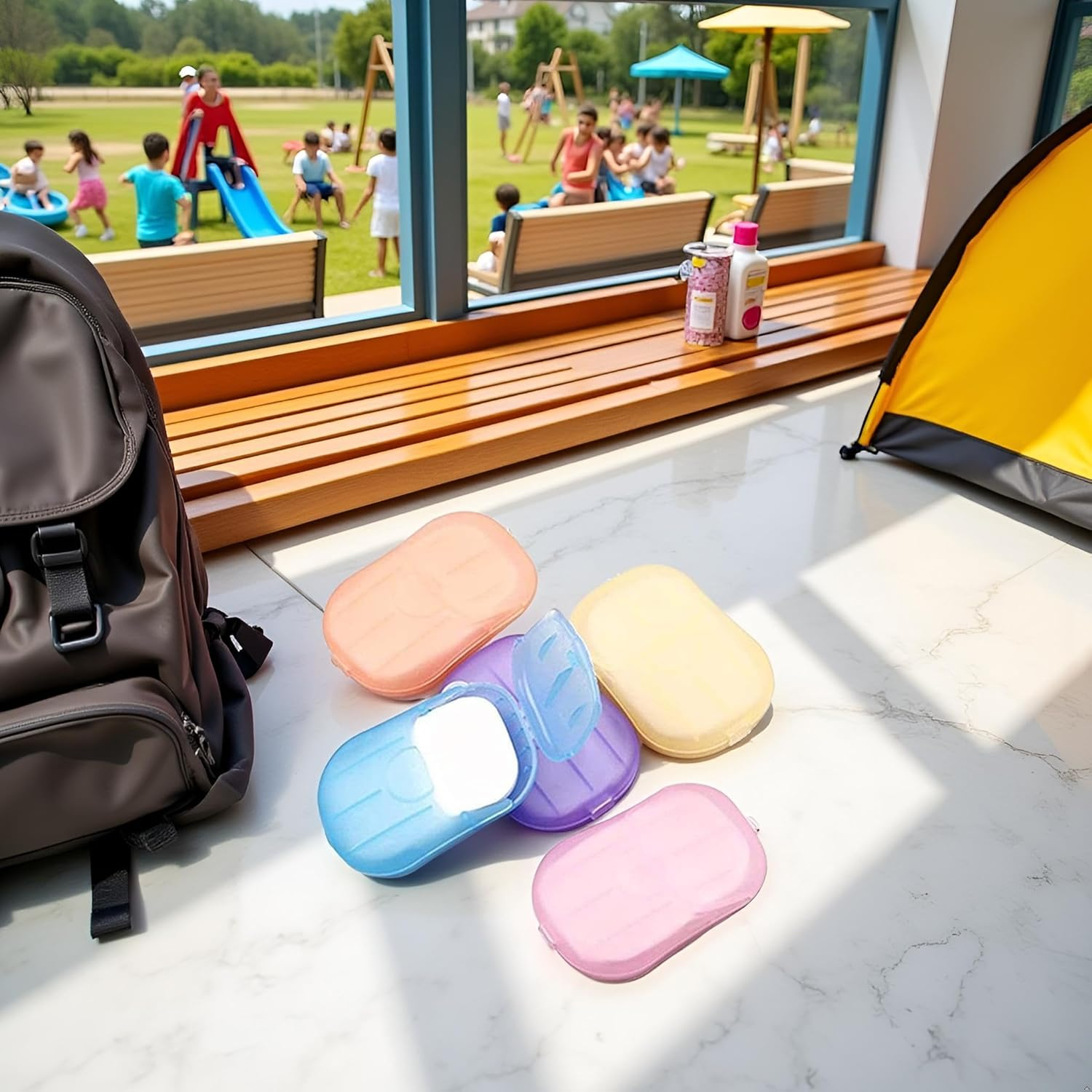 5 Boxes Colorful Disposable Soap Paper Hand Cleaner Fragrance Mini Color Soap Paper for School Indoor,Outdoor,Travel,Camping Hiking,Paper Soap,Travel Soap,Paper Soap for Travel,Foot and Hand Care image number 3