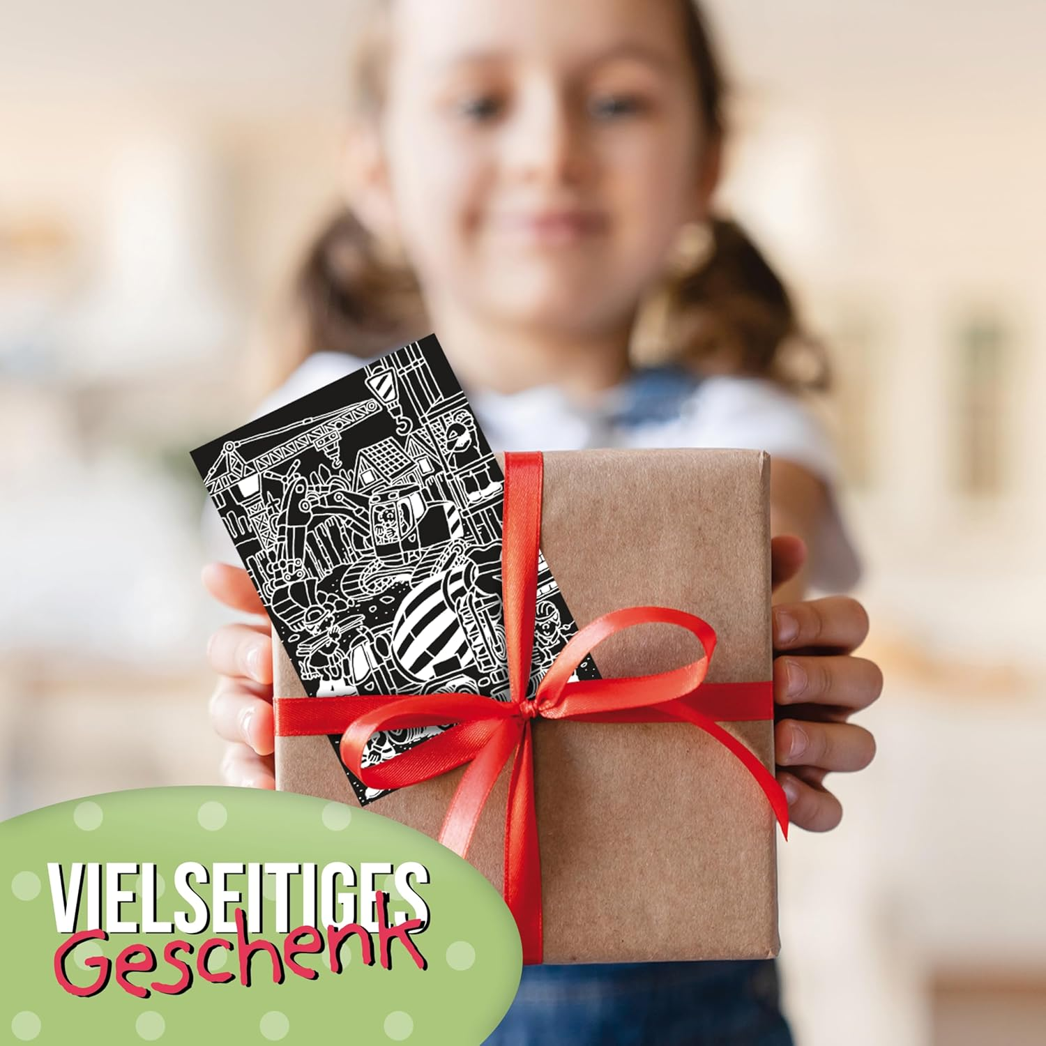 Lutz Mauder Scratch Pictures - Creative Painting and Craft Set for Children - 4 Designs Construction Site - Magic Rainbow Effects - DIY Scratch Paper - Wooden Pen - Scratch Block - Gift Idea for Girls