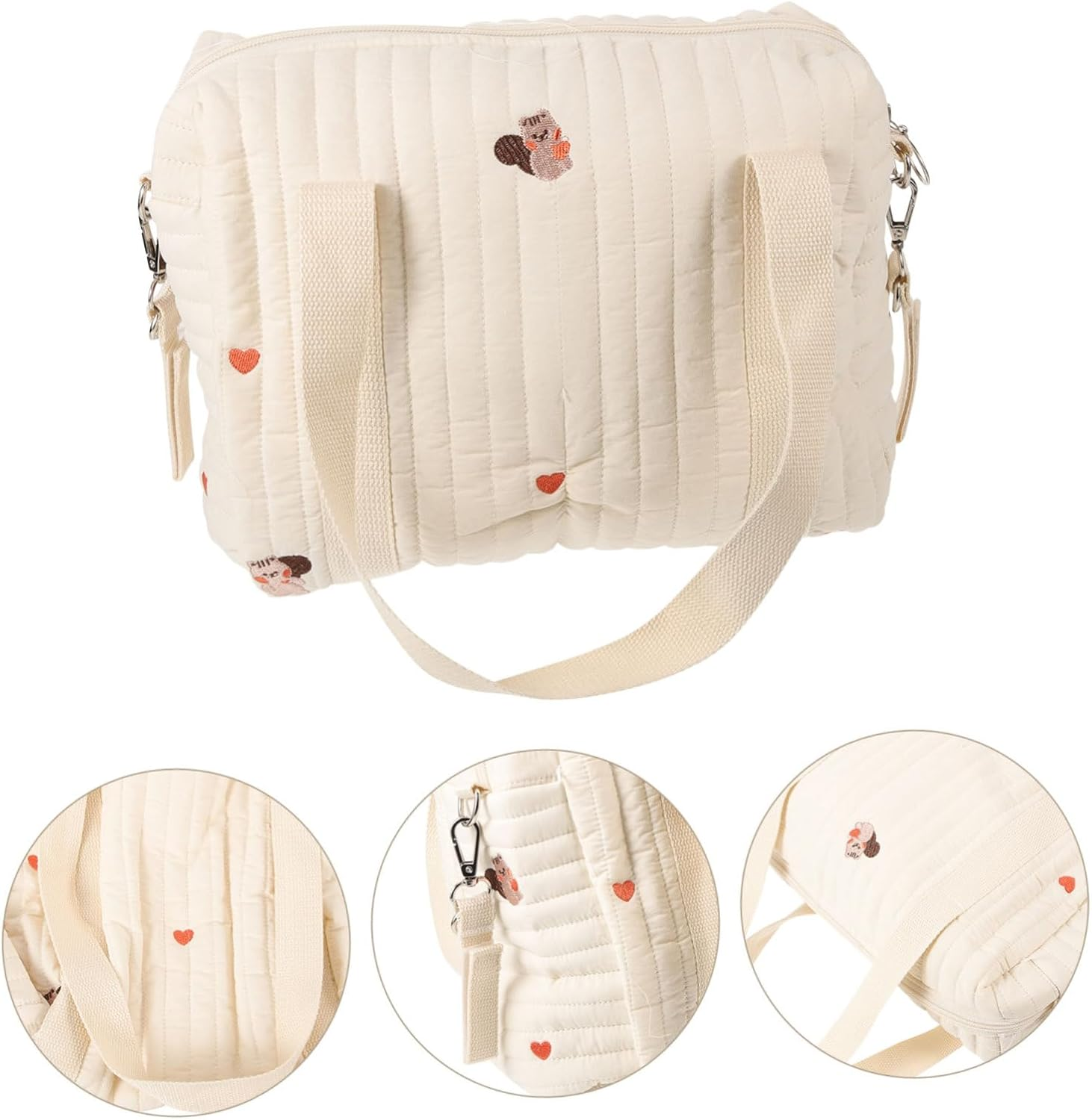 Compact Cotton Diaper Tote Bag Stroller Diaper Bag Double Straps Backpack Medium Size Travel Organizer Outdoor Use