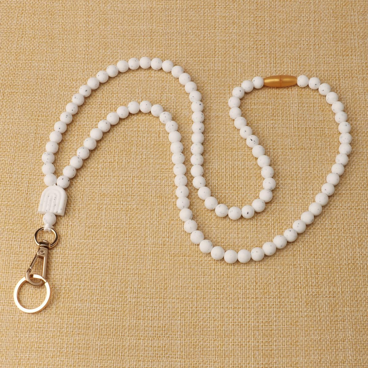 Teacher Lanyard for Id Badges and Keys Cute Silicone Lanyards Super Soft Comfortable Beaded Lanyard for Women Gift image number 2