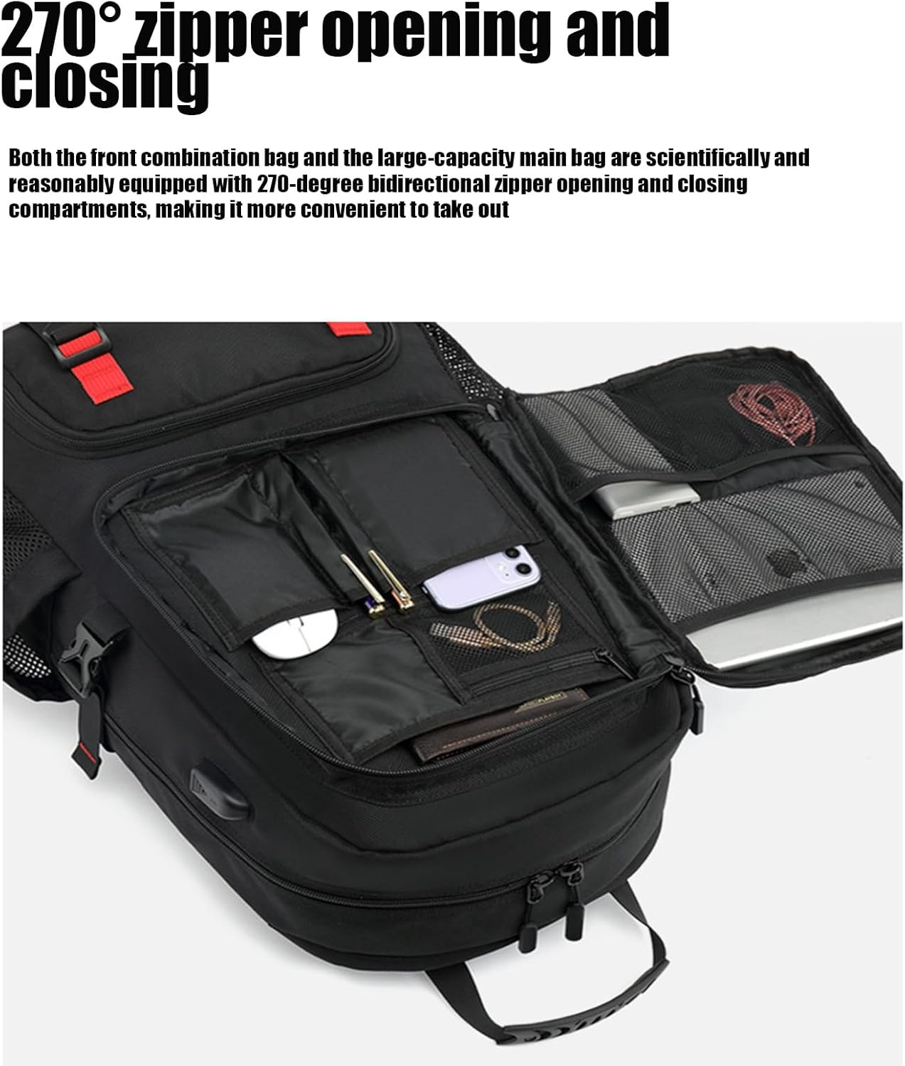 Travel Laptop Backpack,Large Capacity Travel Backpack, Suitable for 17 Inches Laptops. Waterproof, Shoe Compartment,Usb Interface, and Anti-Theft Rear Pocket image number 6