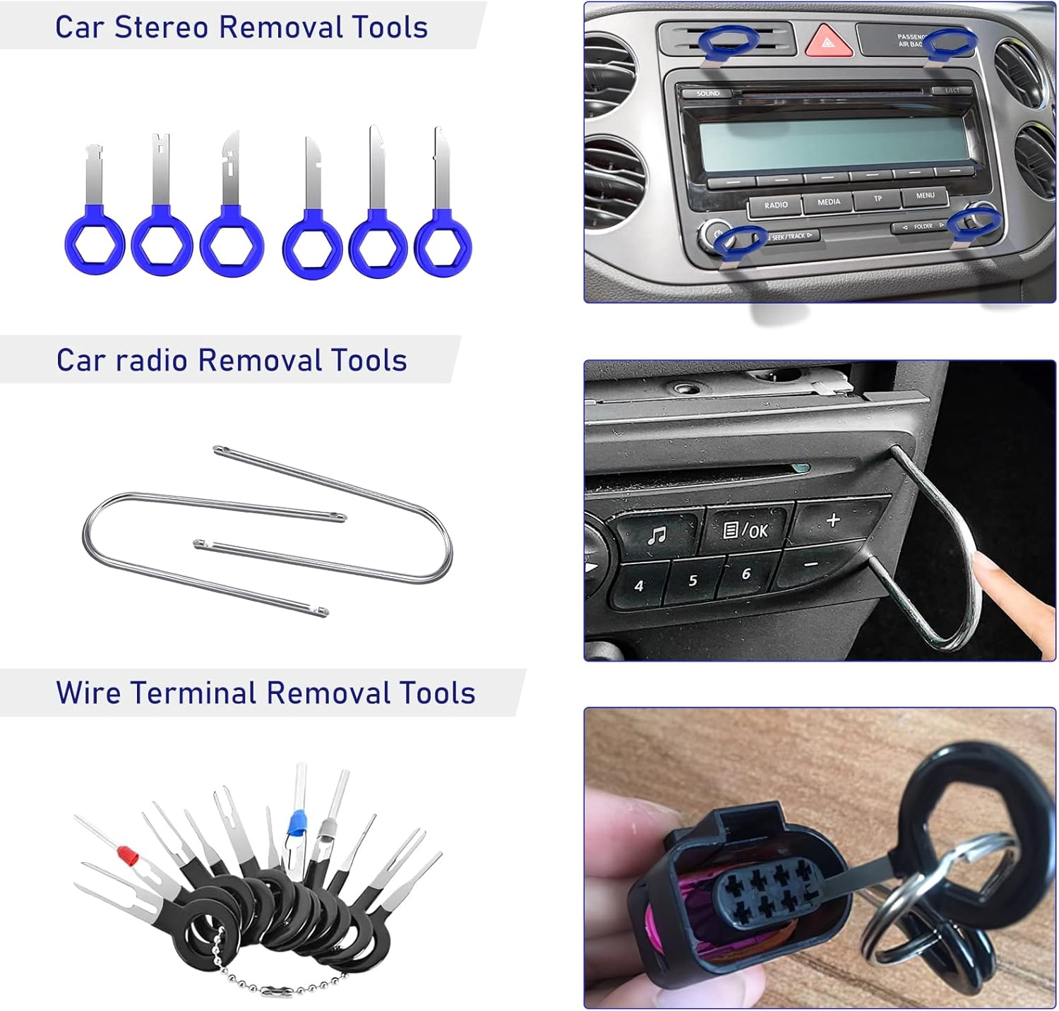 JNLK 352Pcs Trim Removal Tool, Pry Tool, Door Panel Removal Tool Kit, Clip Tool, Fasteners Removal Tool with Car Retainer Body Clips, Automotive Hook Set, Blue