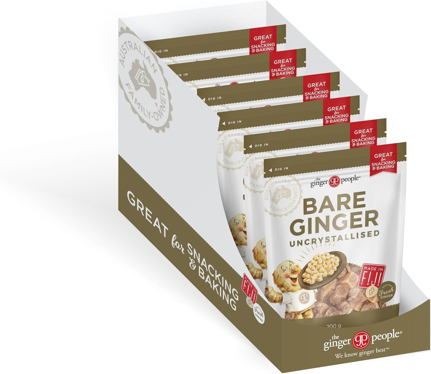The Ginger People Uncrystallised Bare Ginger Bag - 200G - Pack of 6 image number 3