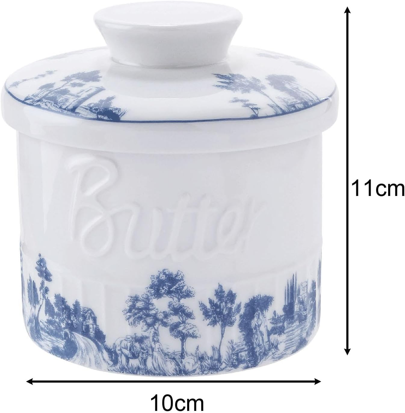 Fenteer Butter Dish Butter Crock with Lid for Soft Butter Porcelain Butter Container Butter Keeper for Cafe Dining Table Centerpiece , Style A