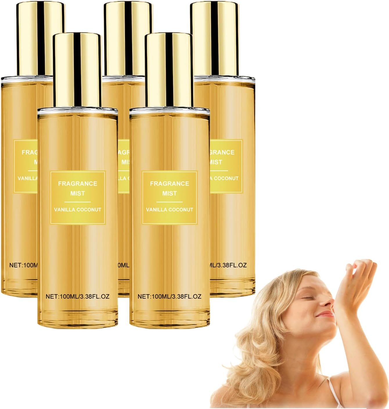 Vanilla Coconut Body Spray for Women - Long-Lasting Light Fragrance Mist for Hair and Skin Care, Vanilla Body Spray, Hydrating & Refreshing with Delicate Charming Aroma, for Daily Use (8 Bottles)