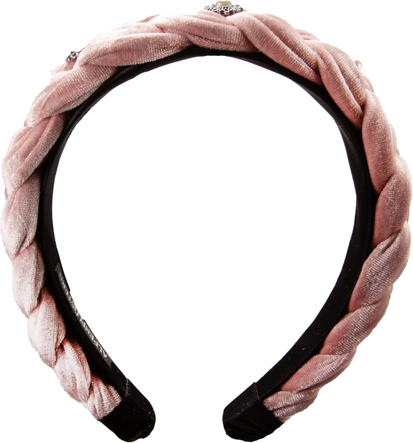 Alpenfl&uuml;stern Helena Women'S Costume Headband Velvet Braided Look &ndash; Women'S Hair Accessories Braided with Pearl Ornament, Hair Band Non-Slip for Dirndl (Powder Pink) ADV133 image number 2