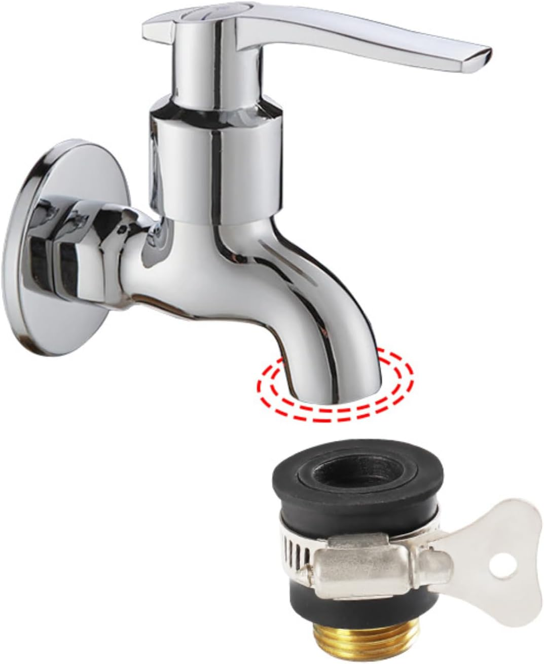 Changor Faucet Tap Connector Adapter, Brass 1/2 Inch Thread Universal Quick Joint Hose Pipe Adapter, for Garden Kitchen Water Faucet Connections