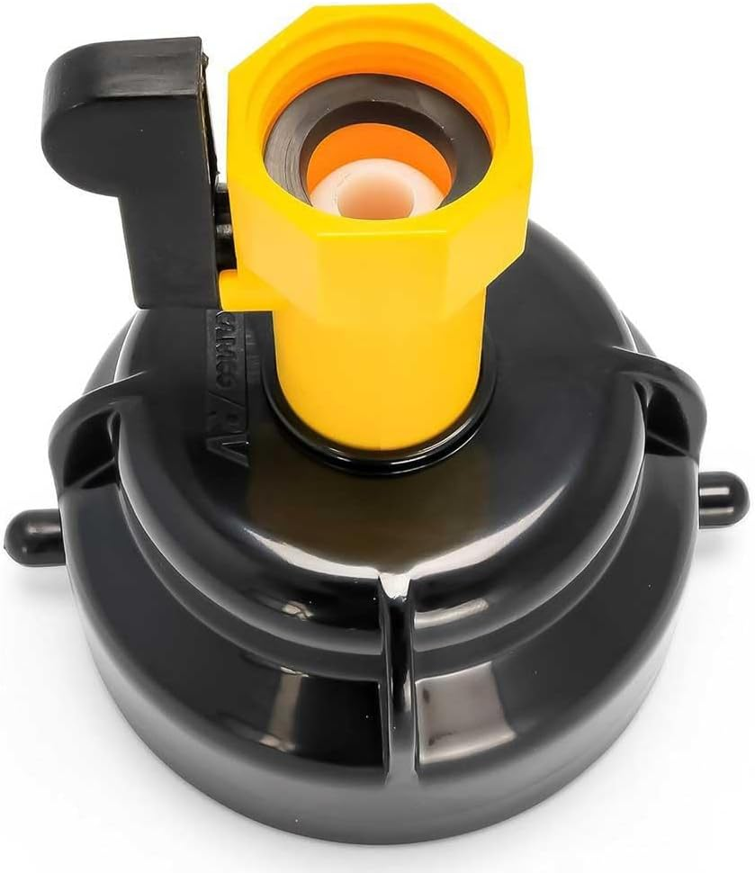 Camco RV Sewer Hose Rinse Cap | Features a Convenient Shut-Off Valve for Water Flow Control, Firmly Locks onto the RV Sewer Hose Bayonet Fitting, and Rinses RV Sewer Hose before Storage (39533)