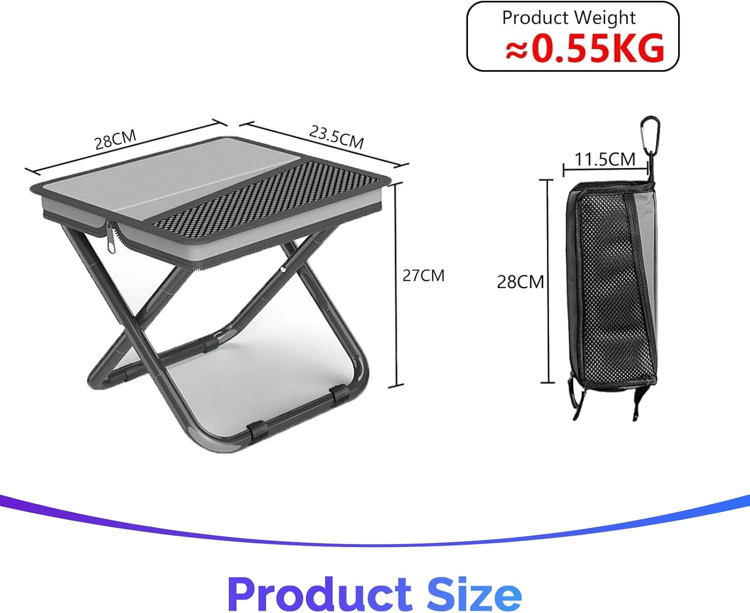 Ultralight Folding Camping Stool with Storage Bag &ndash; Portable Compact Travel Chair, Lightweight Handbag-Style Outdoor Seat for Hiking, Fishing, Beach, BBQ, Garden, and Camping &ndash; Grey image number 2