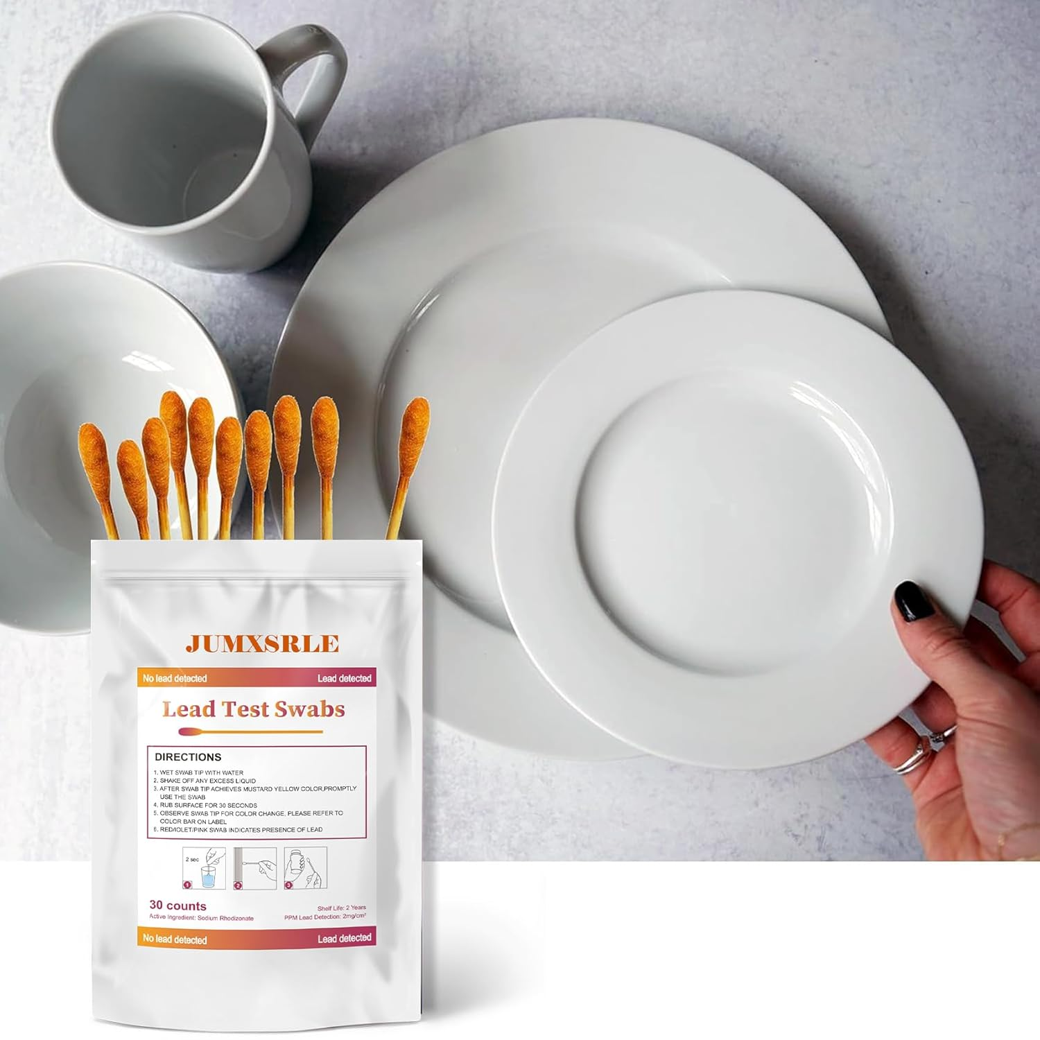 Lead Testing Kit - Lead Test Swabs 30Pcs, Instant Lead Test Kit for Painted Surfaces, Ceramics, Dishes, Metal, Wood - Quick Results in 30S image number 3