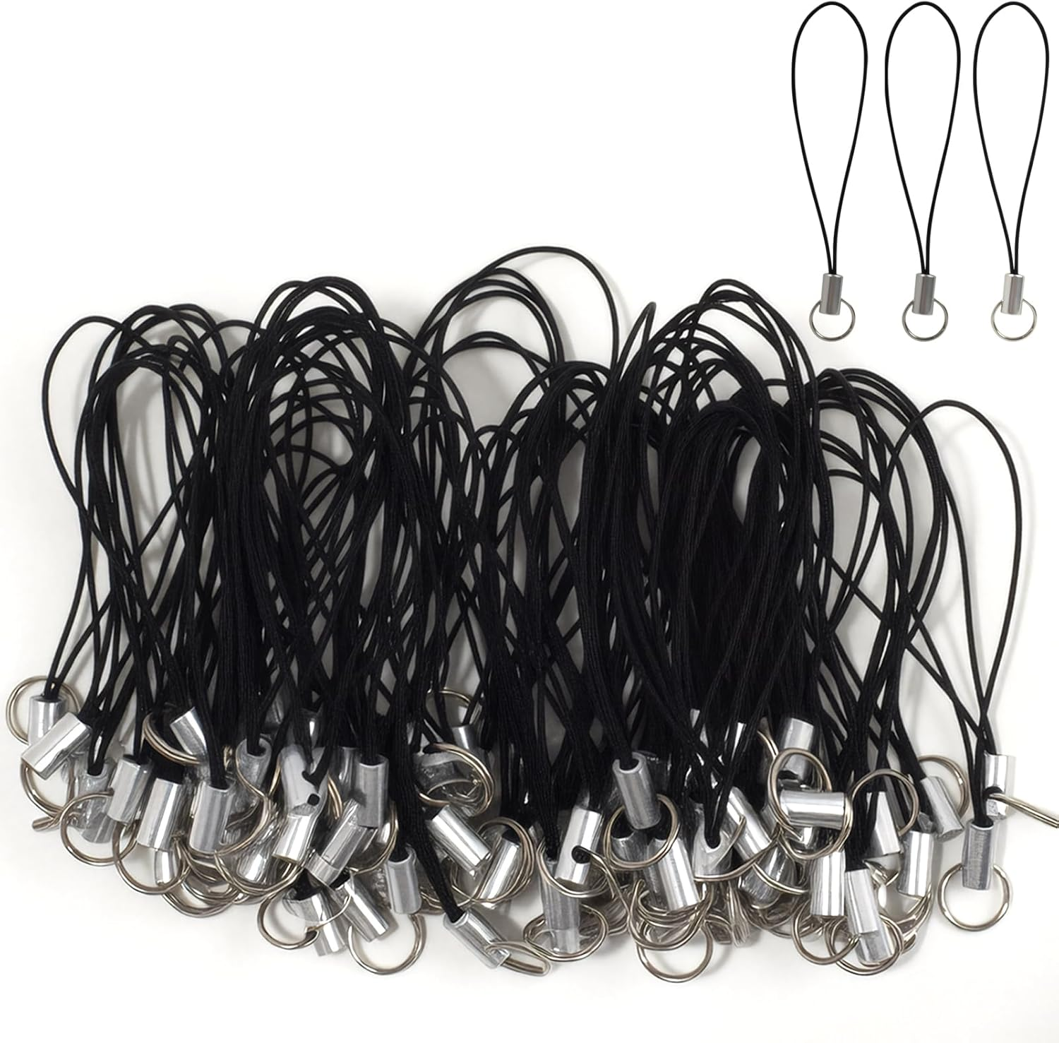 200 Pcs Phone Charm Strap DIY, Cell Phone Split Ring Strap, Double Loop Lanyard Decorations Split Ring Keychain-Mobile Cell Accessory Keychain Pendant Hanging Cord Craft Supplies image number 2