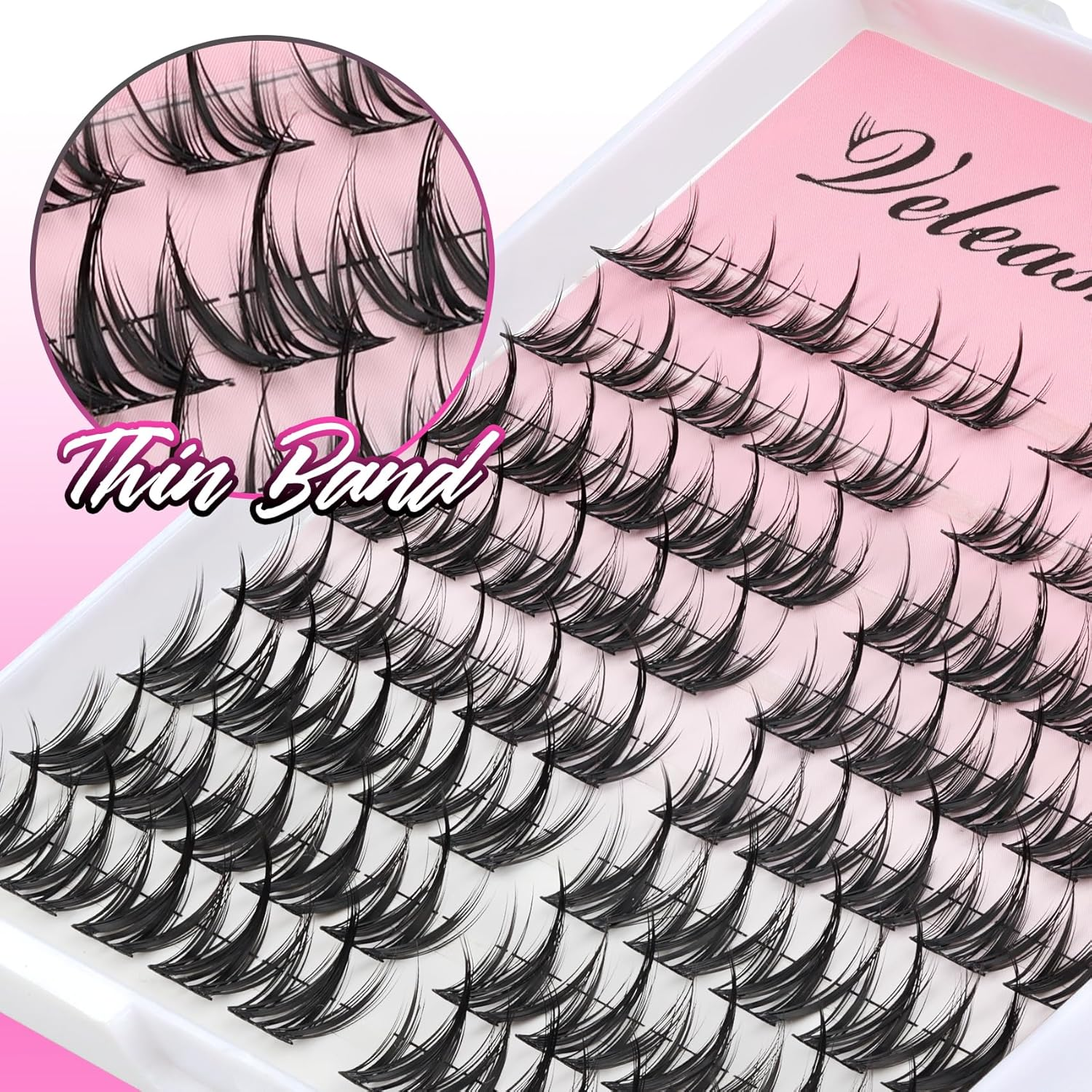 Veleasha Manga Lash Custers Set with Waterproof Lash Bond and Seal C Curl, 80 Pieces, 10-14 Mix Anime Cluster Eyelashes, Strong Hold, Non-Irritating Eyelashes, Glue for Eyelash Extensions (Begonia Kit image number 4