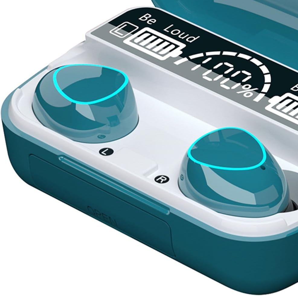 ISTOVO Wireless Headset Bluetooth V5.1 LED Display Stereo Mini Earbud Headset with Microphone Hands-Free Headset,Green